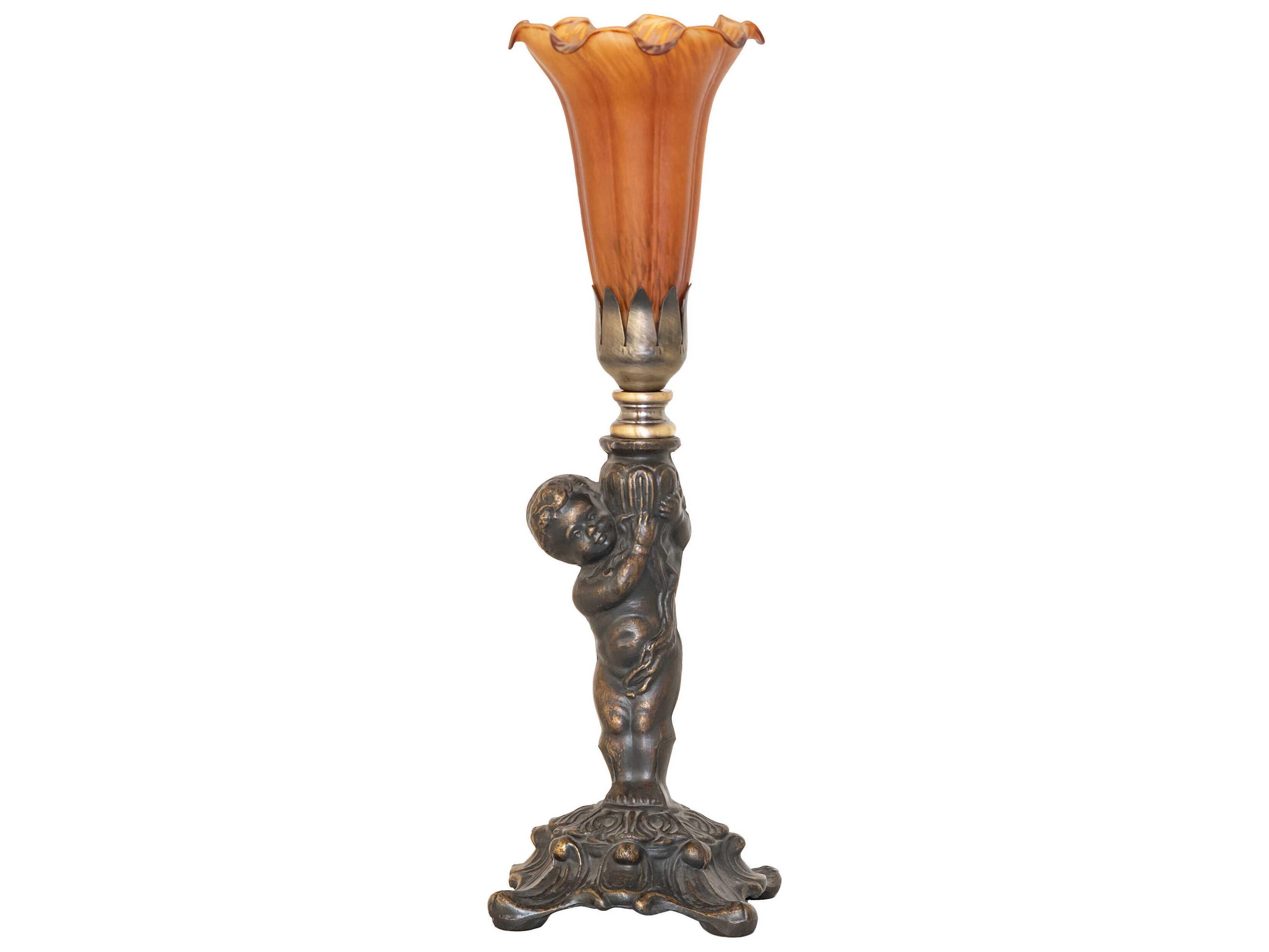 Meyda Pond Lily Amber Glass Table Lamp