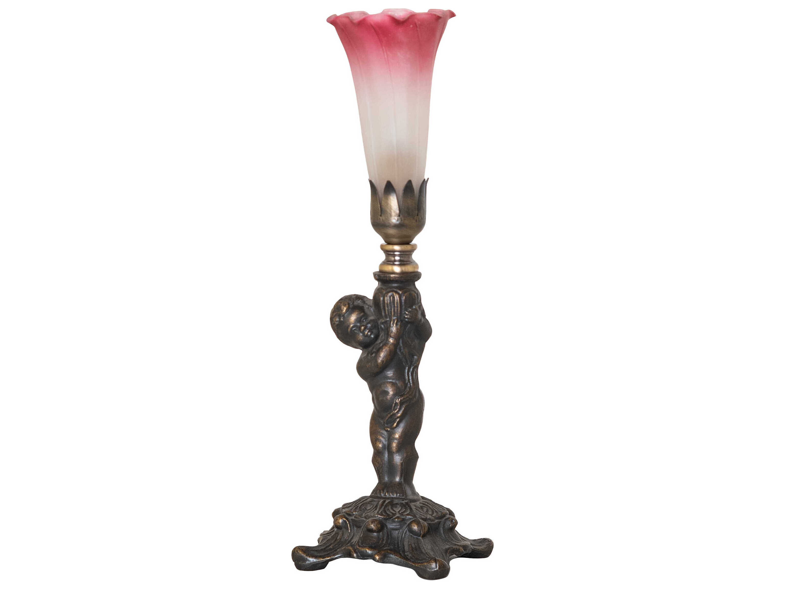 Meyda Tiffany Pond Lily Pink / White Glass Table Lamp