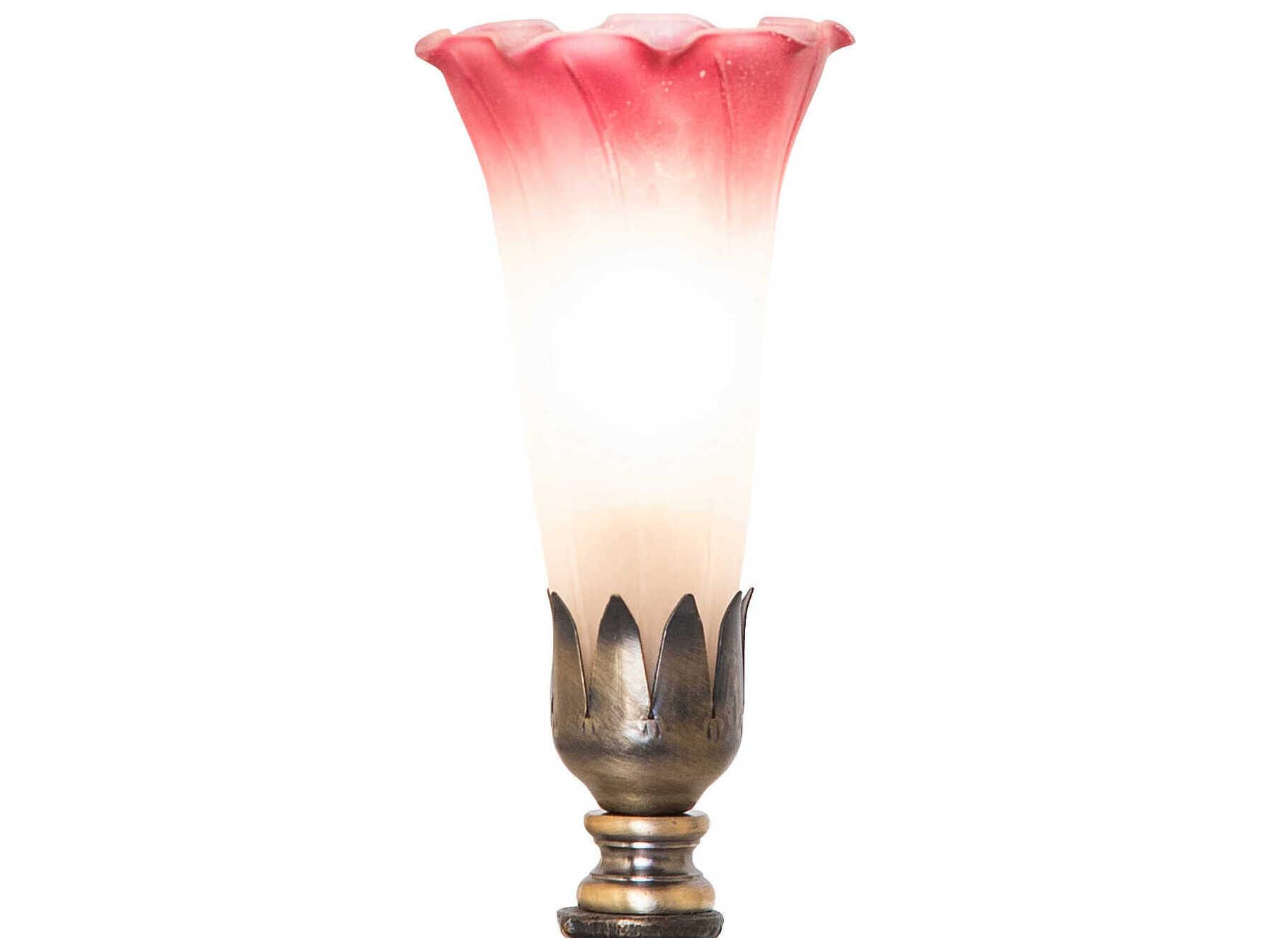 Meyda Tiffany Pond Lily Pink / White Glass Table Lamp
