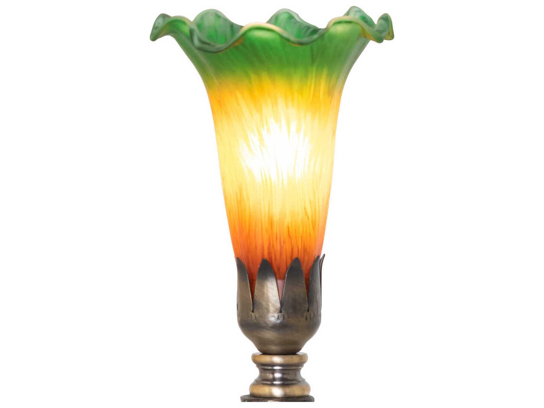 Meyda Tiffany Pond Lily Amber / Green Glass Table Lamp