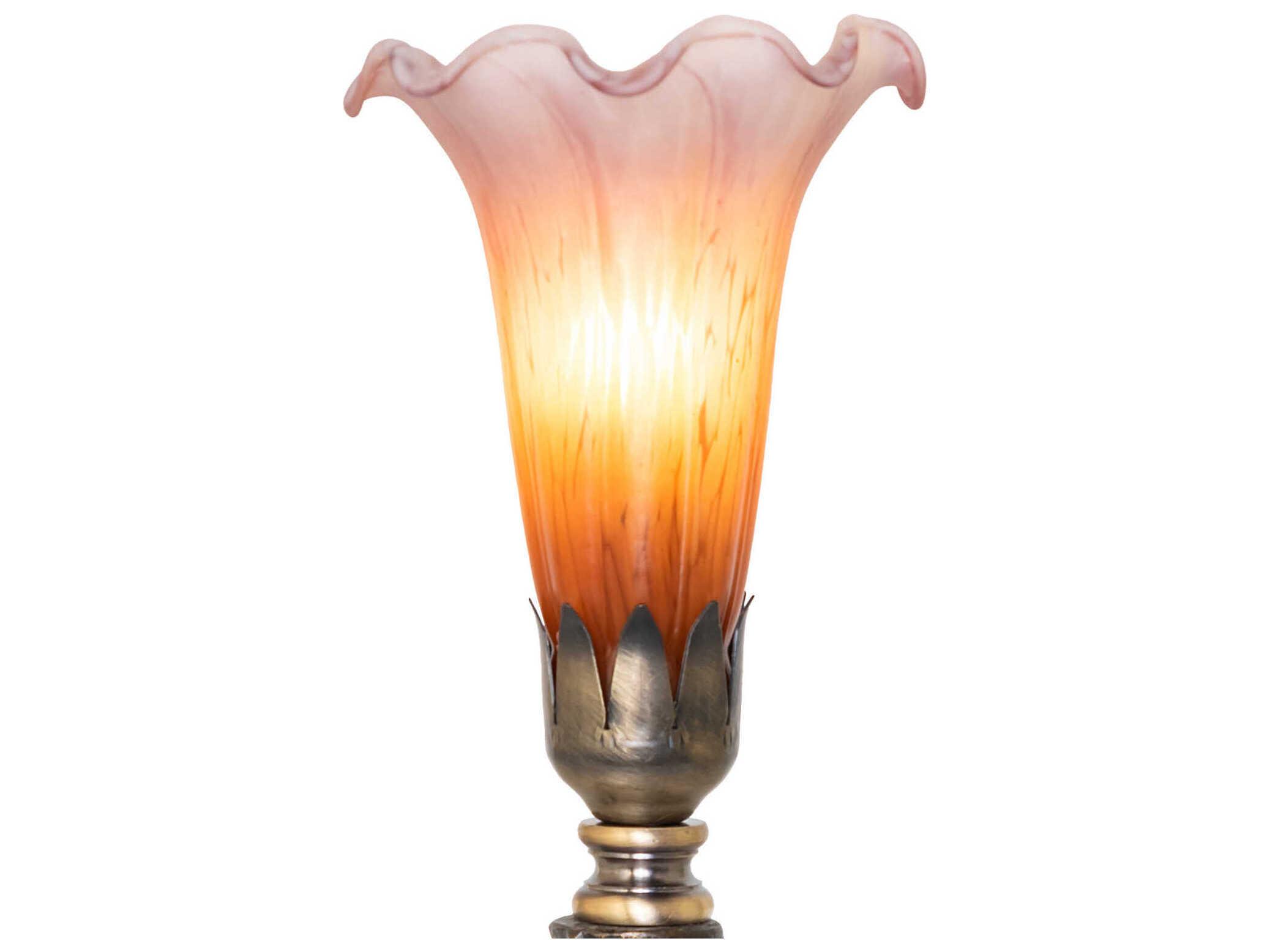 Meyda Tiffany Pond Lily Amber / Purple Glass Table Lamp