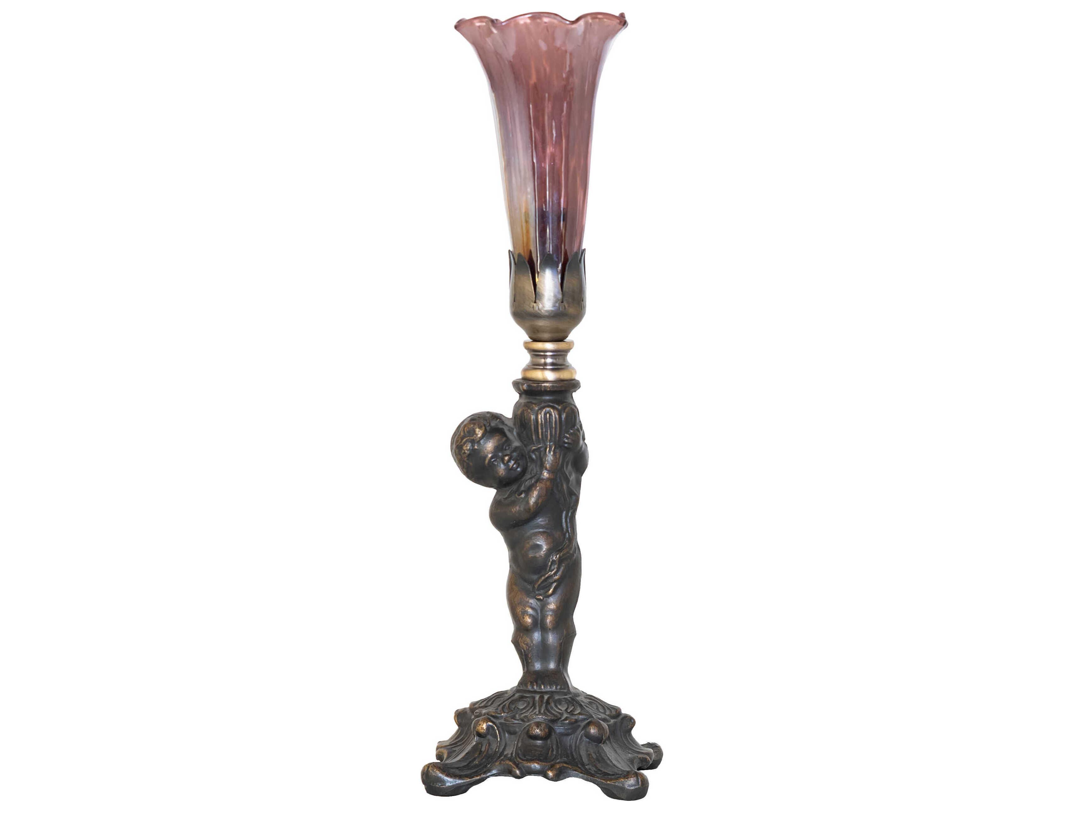 Meyda Pond Lily Purple Iridescent Glass Table Lamp
