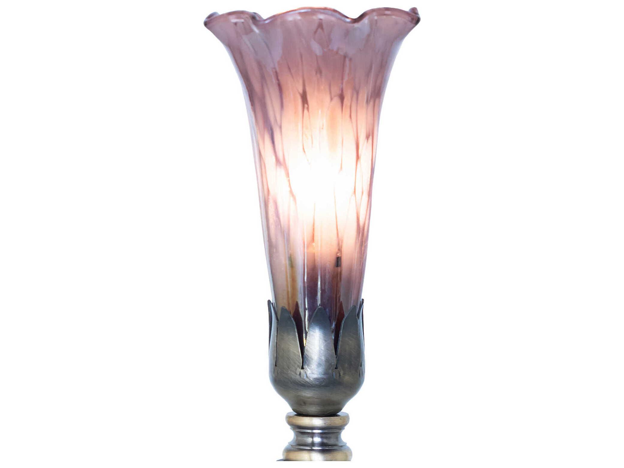 Meyda Pond Lily Purple Iridescent Glass Table Lamp