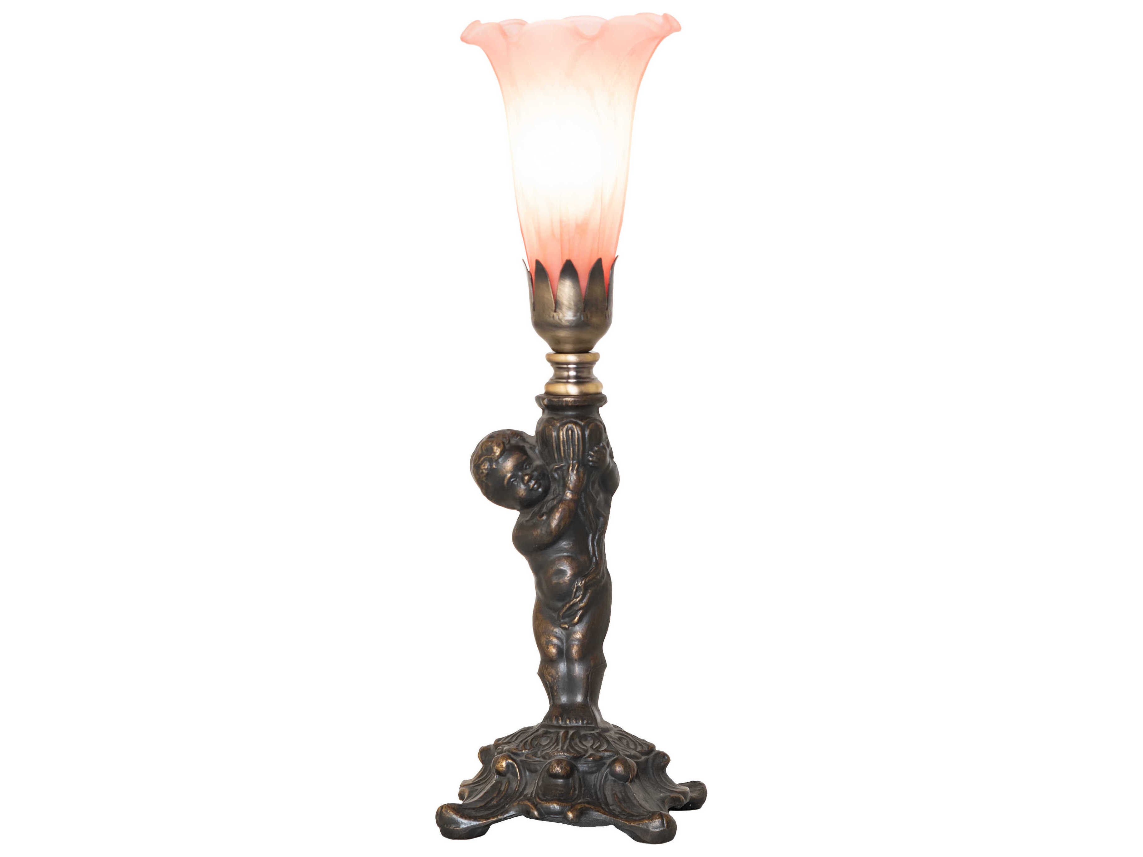 Meyda Tiffany Pond Lily Pink Glass Table Lamp