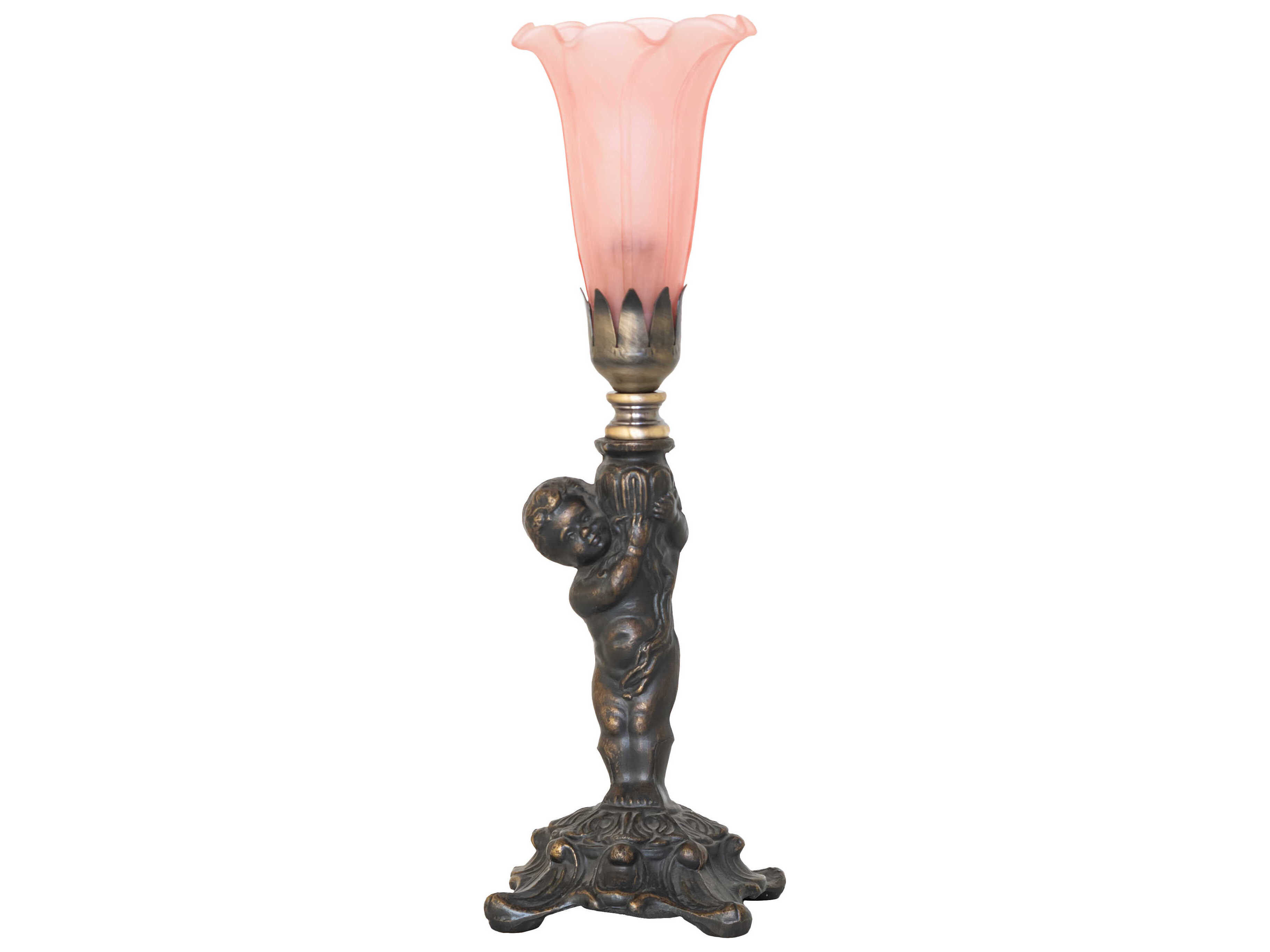Meyda Tiffany Pond Lily Pink Glass Table Lamp