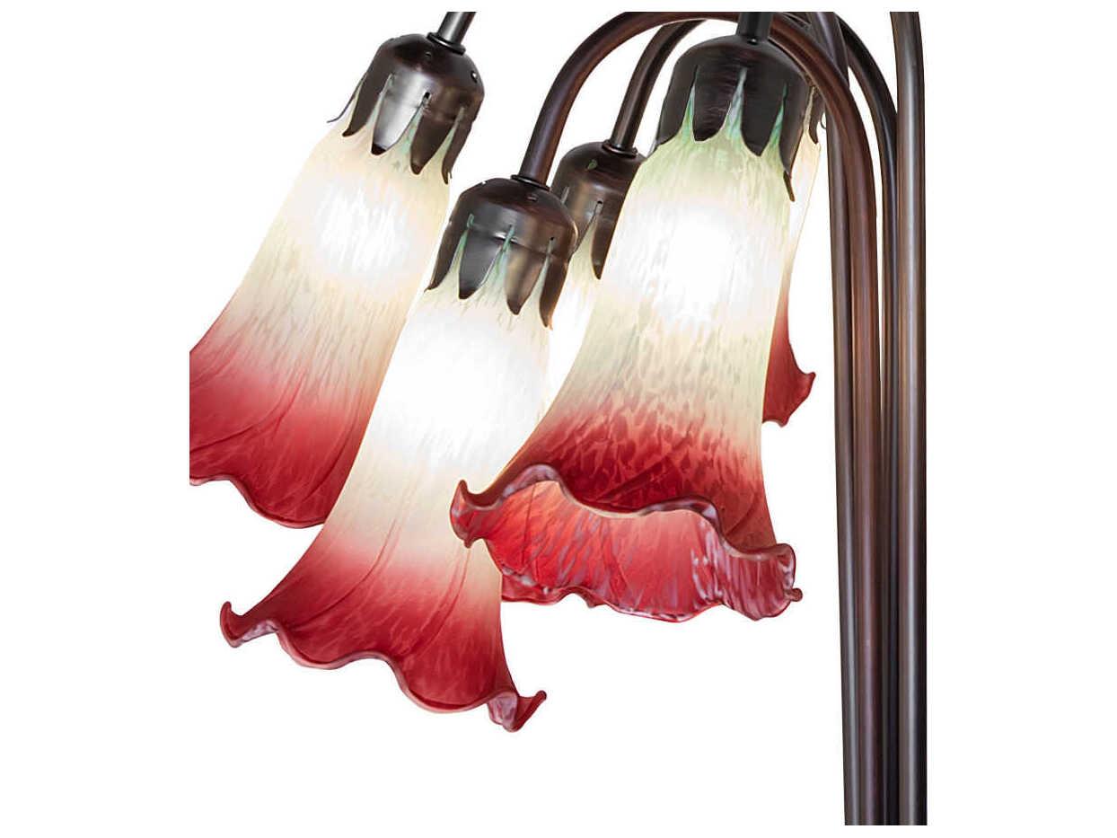 Meyda Tiffany Pond Lily Seafoam / Cranberry Glass Table Lamp