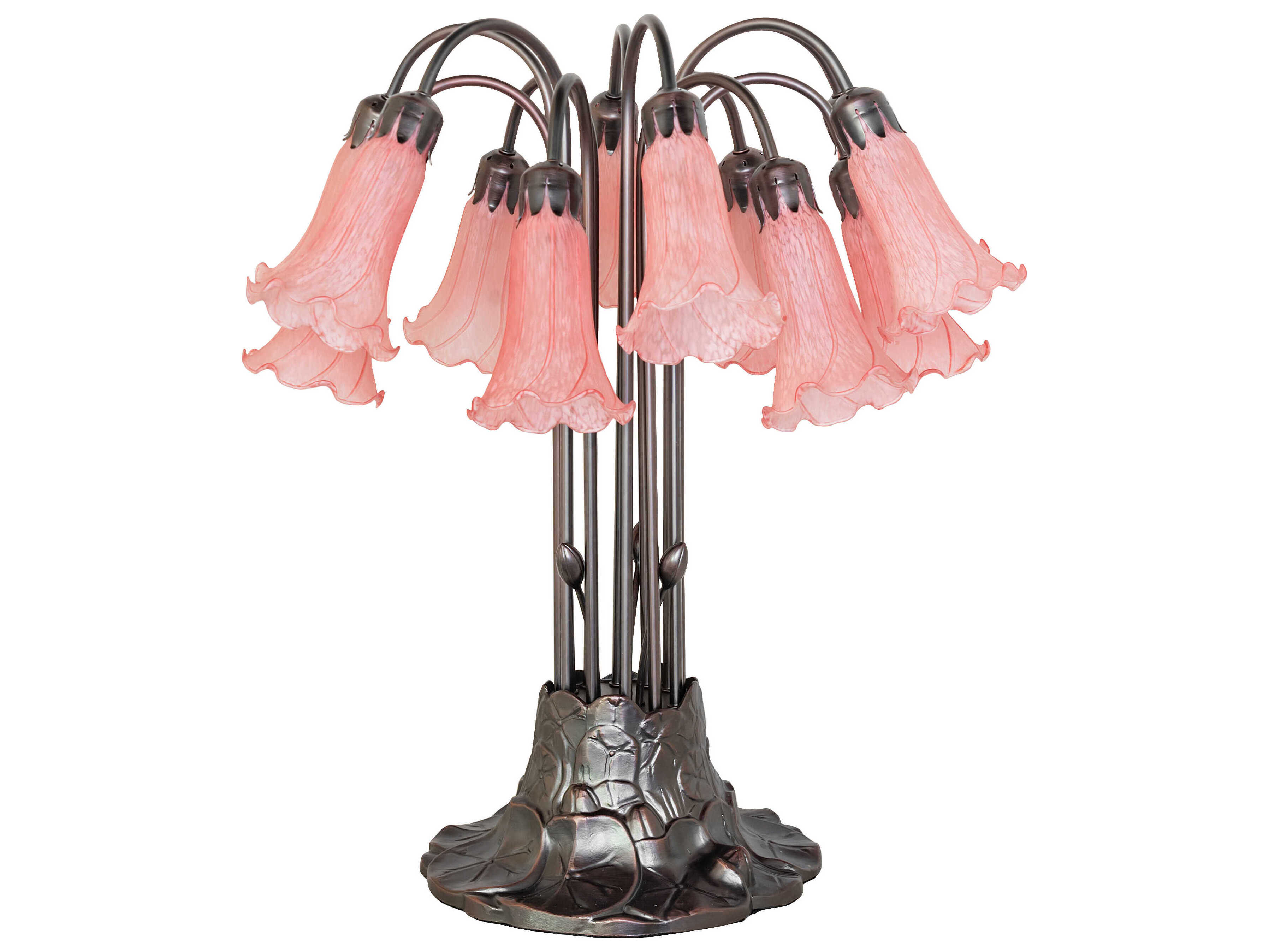 Meyda Tiffany Pond Lily Pink Glass Table Lamp