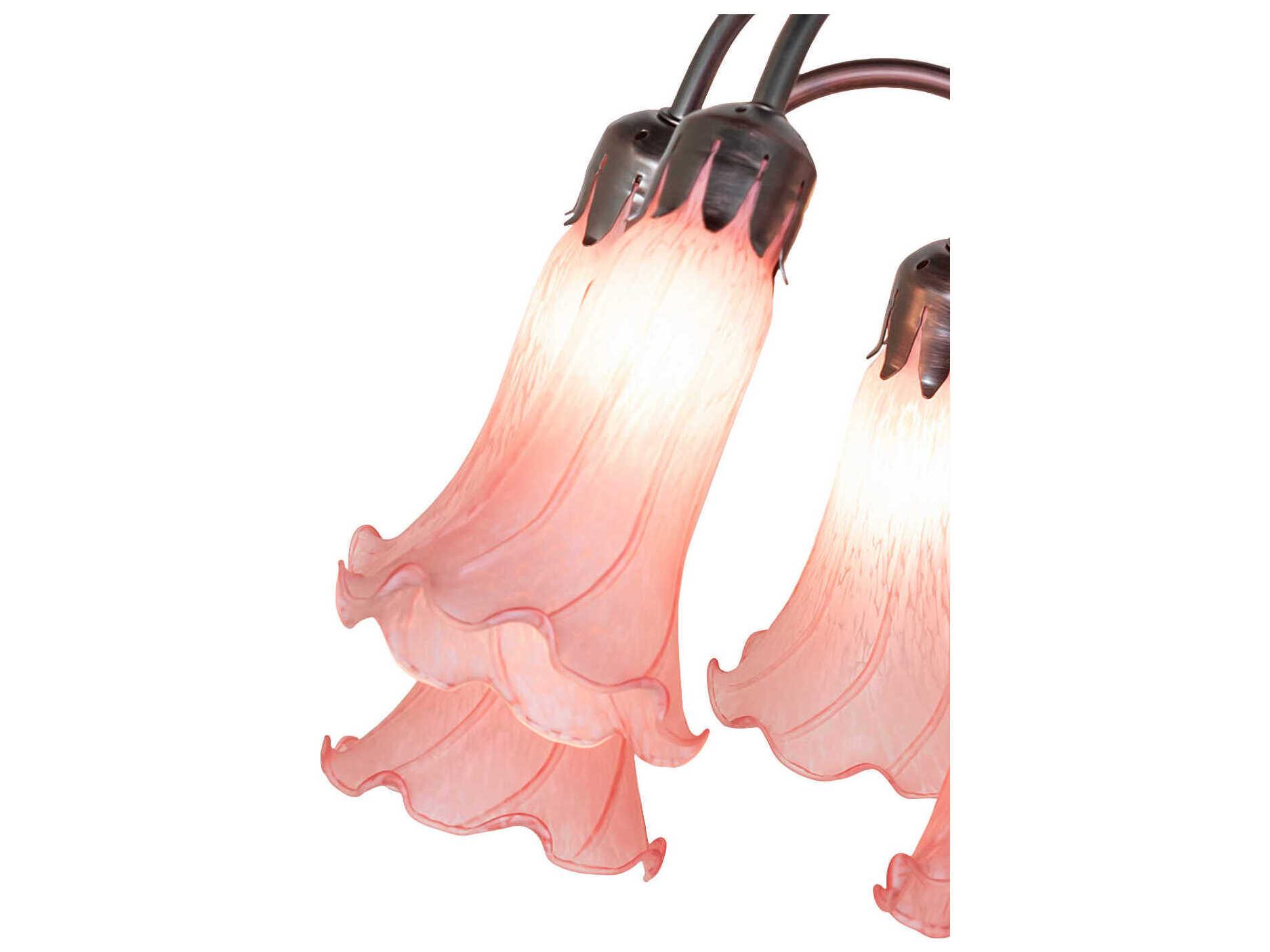 Meyda Tiffany Pond Lily Pink Glass Table Lamp