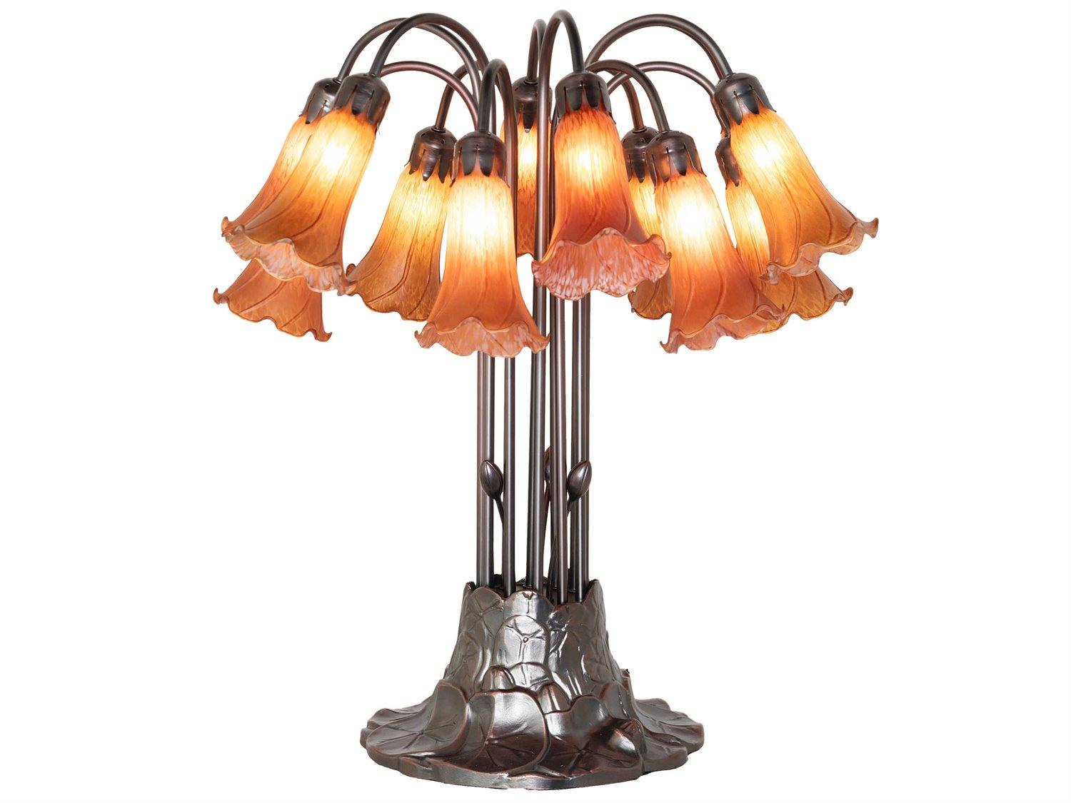Meyda Tiffany Pond Lily Amber Glass Table Lamp