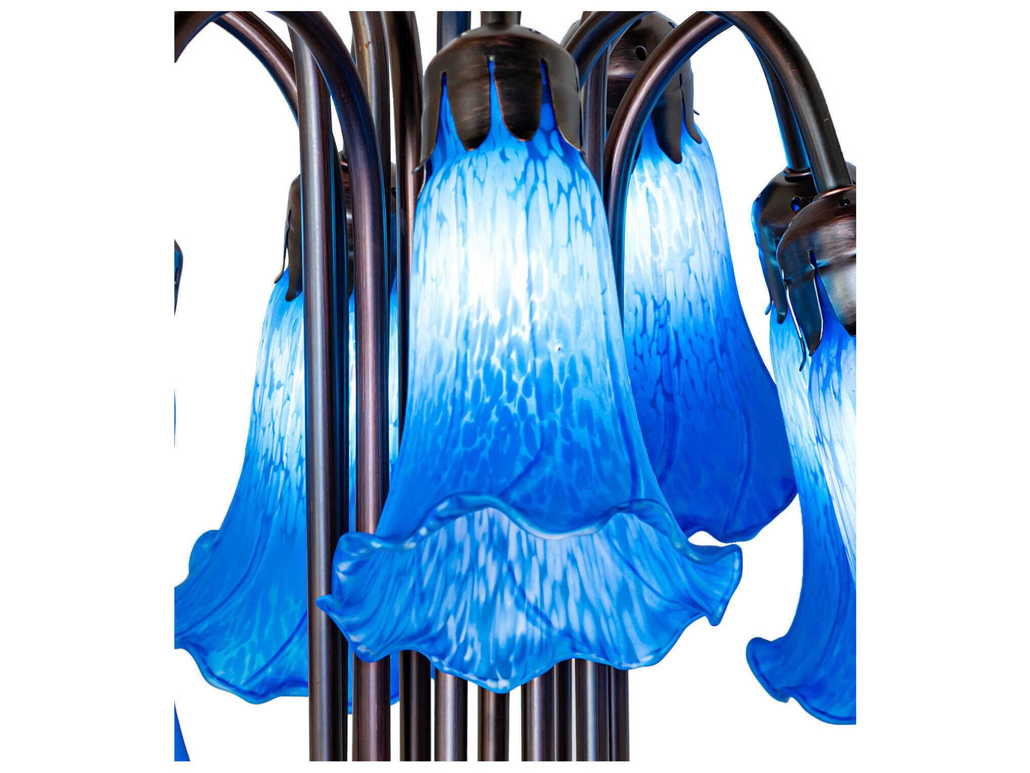 Meyda Tiffany Pond Lily Blue Glass Table Lamp