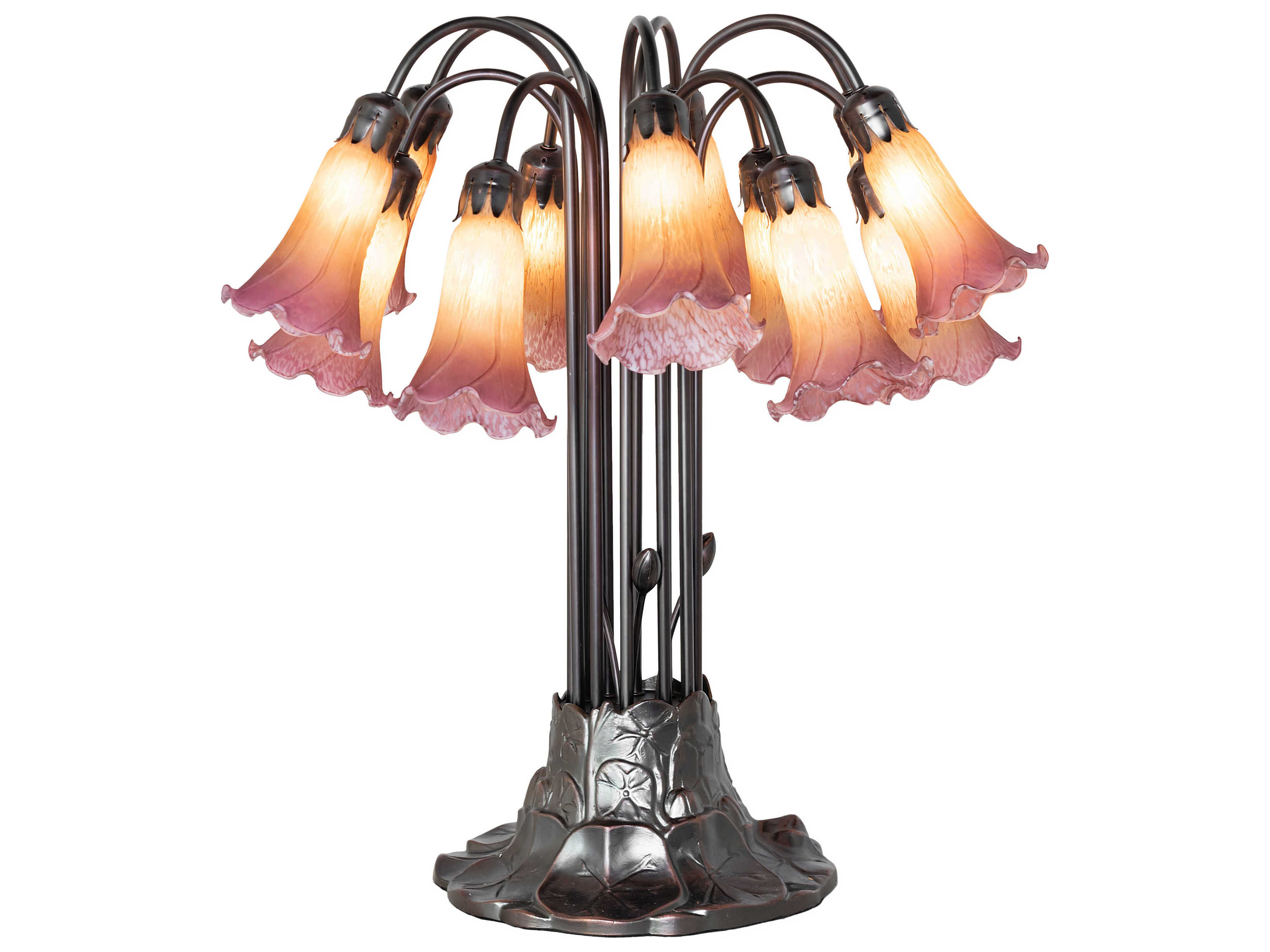 Meyda Tiffany Pond Lily Amber / Purple Glass Table Lamp