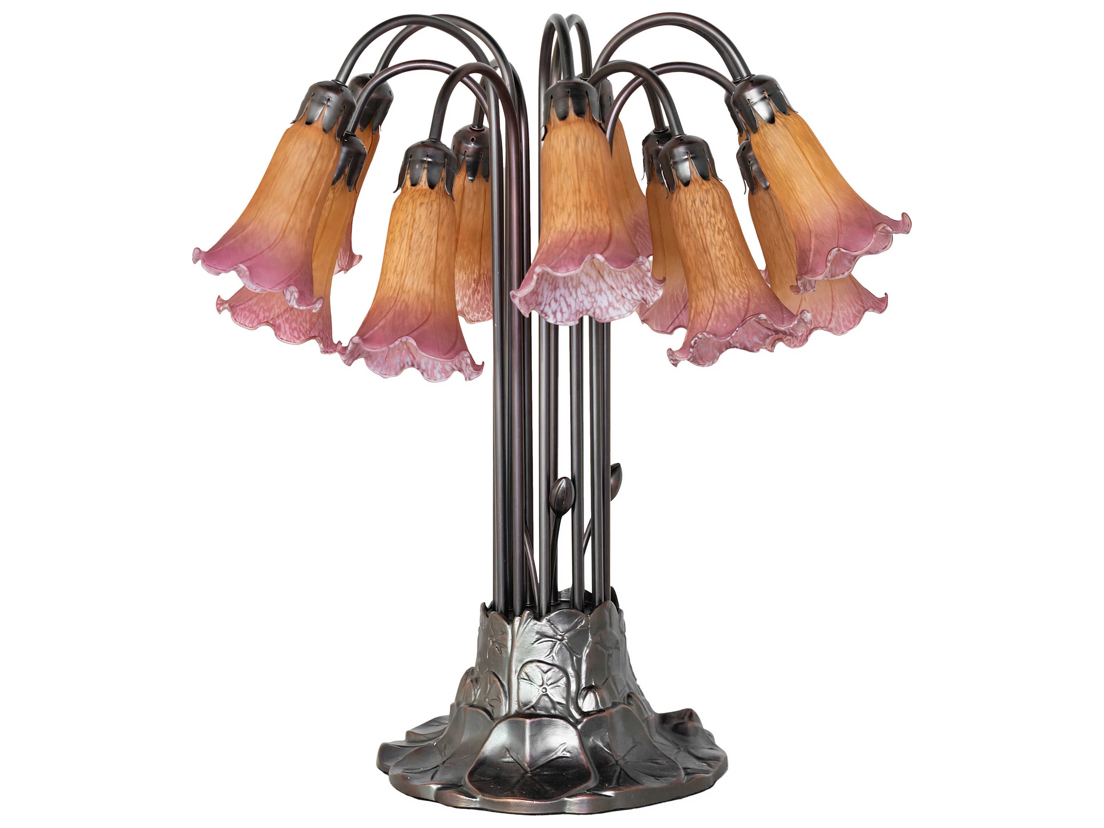 Meyda Tiffany Pond Lily Amber / Purple Glass Table Lamp