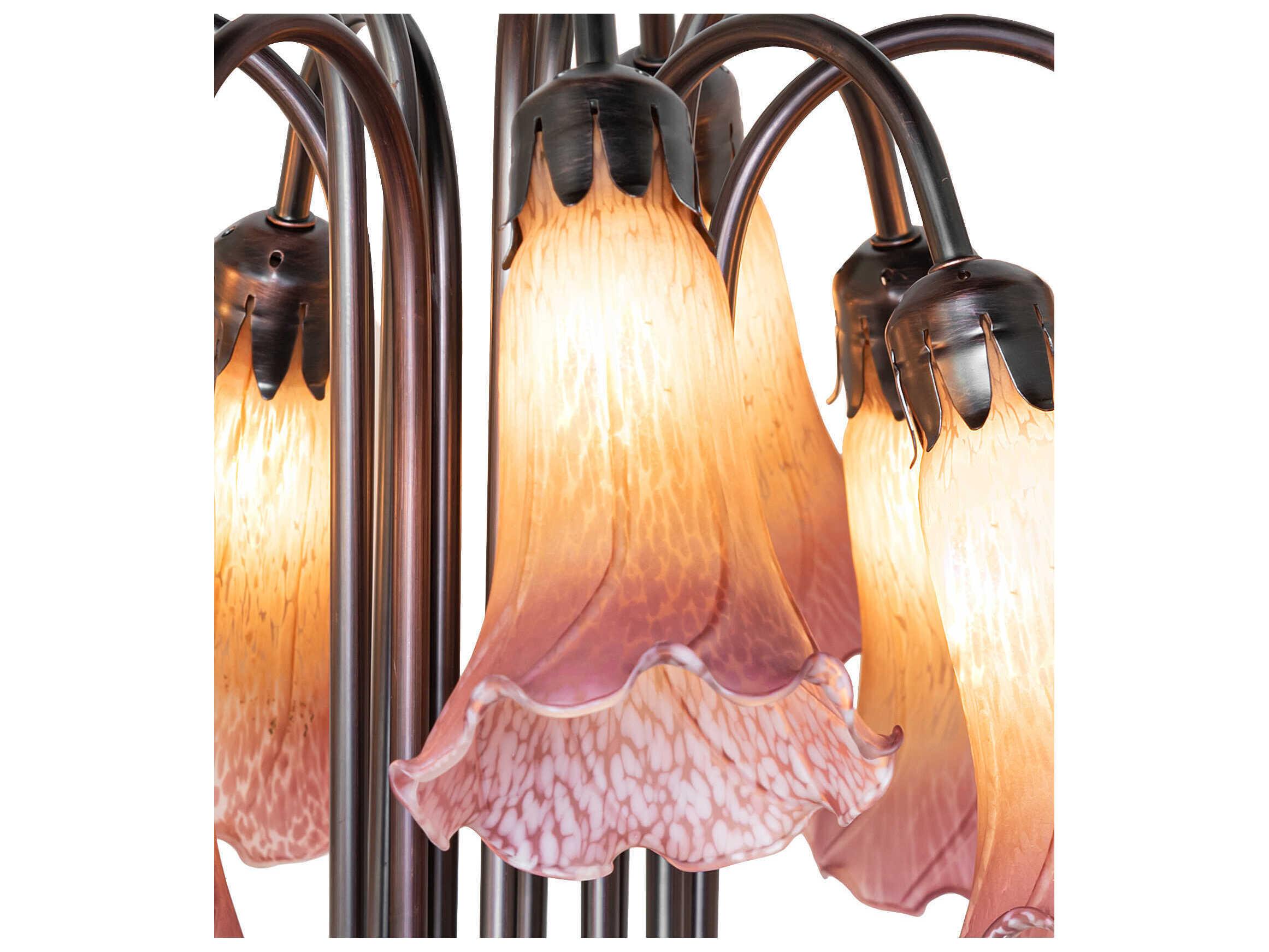 Meyda Tiffany Pond Lily Amber / Purple Glass Table Lamp