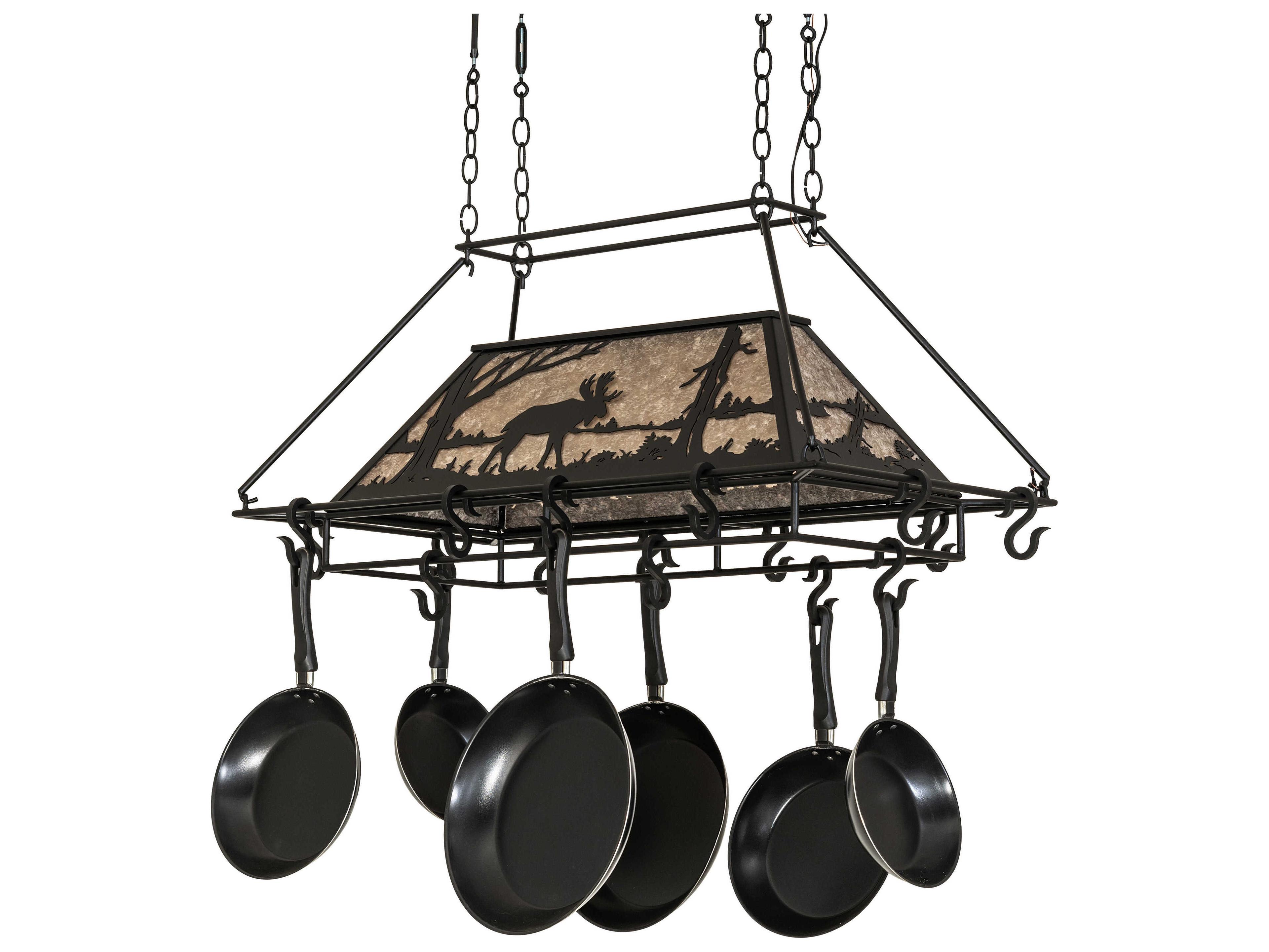 Meyda Moose At Lake 3-Light Textured Black Island Pendant