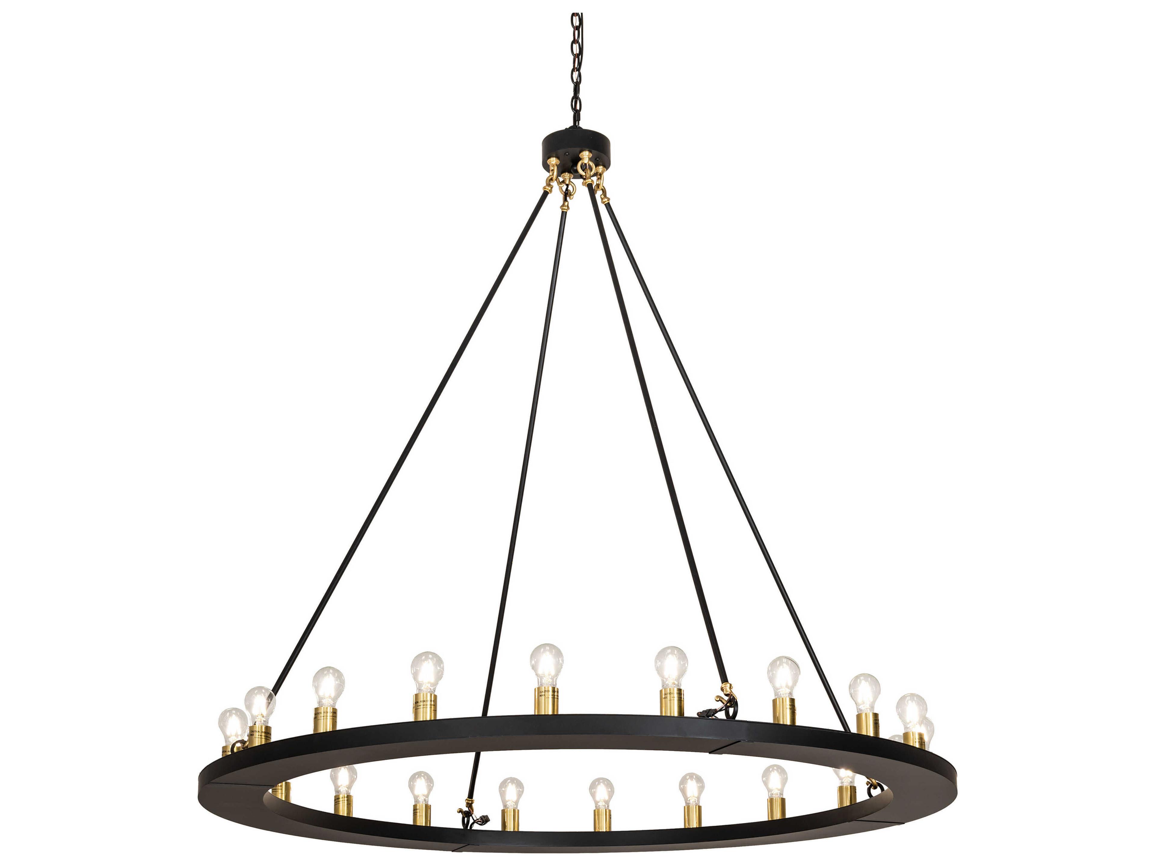 Meyda Loxley 20-Light Solar Black W Brushed Brass Round Chandelier