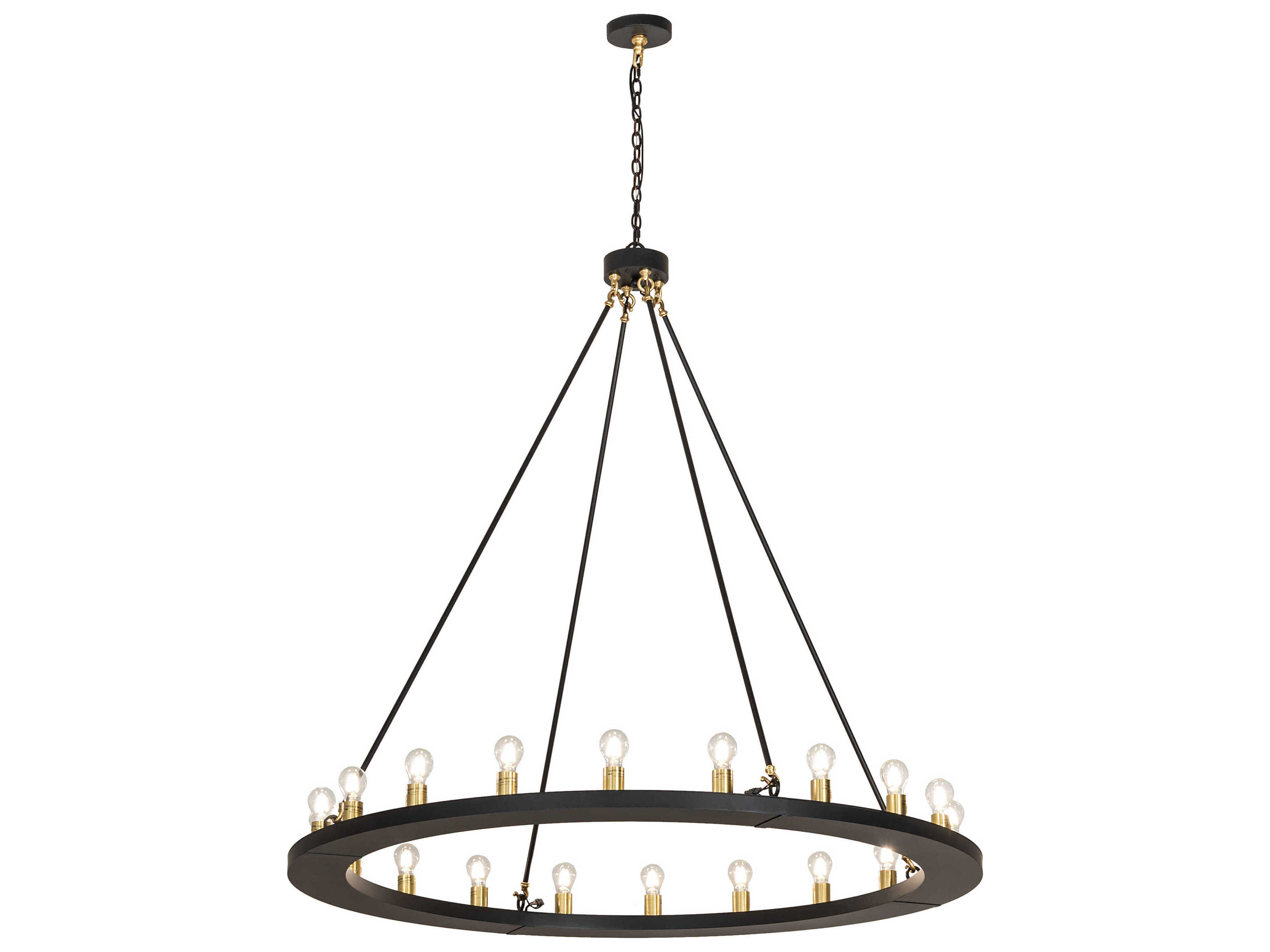 Meyda Loxley 20-Light Solar Black W Brushed Brass Round Chandelier