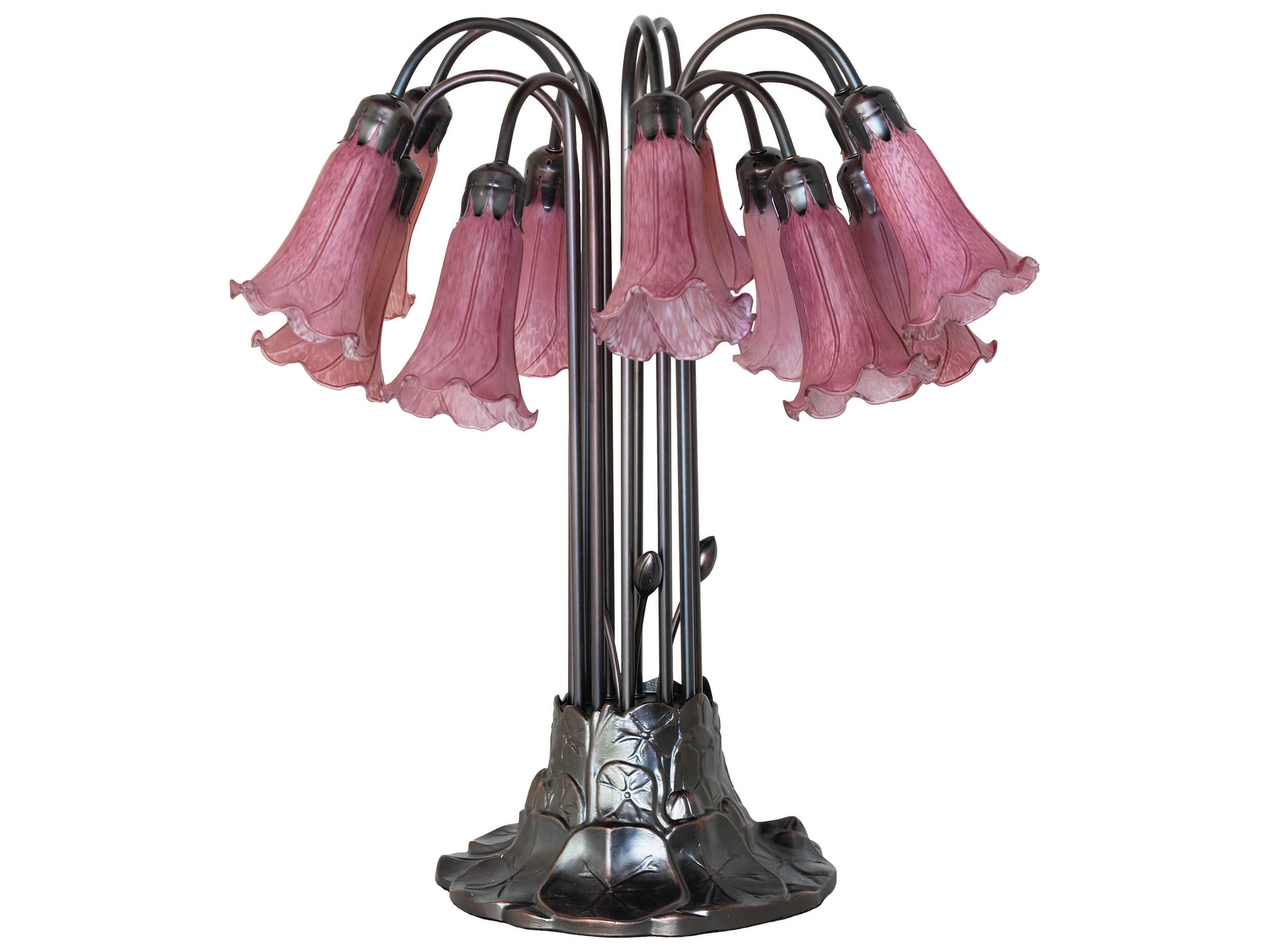 Meyda Tiffany Pond Lily Lavender Glass Table Lamp