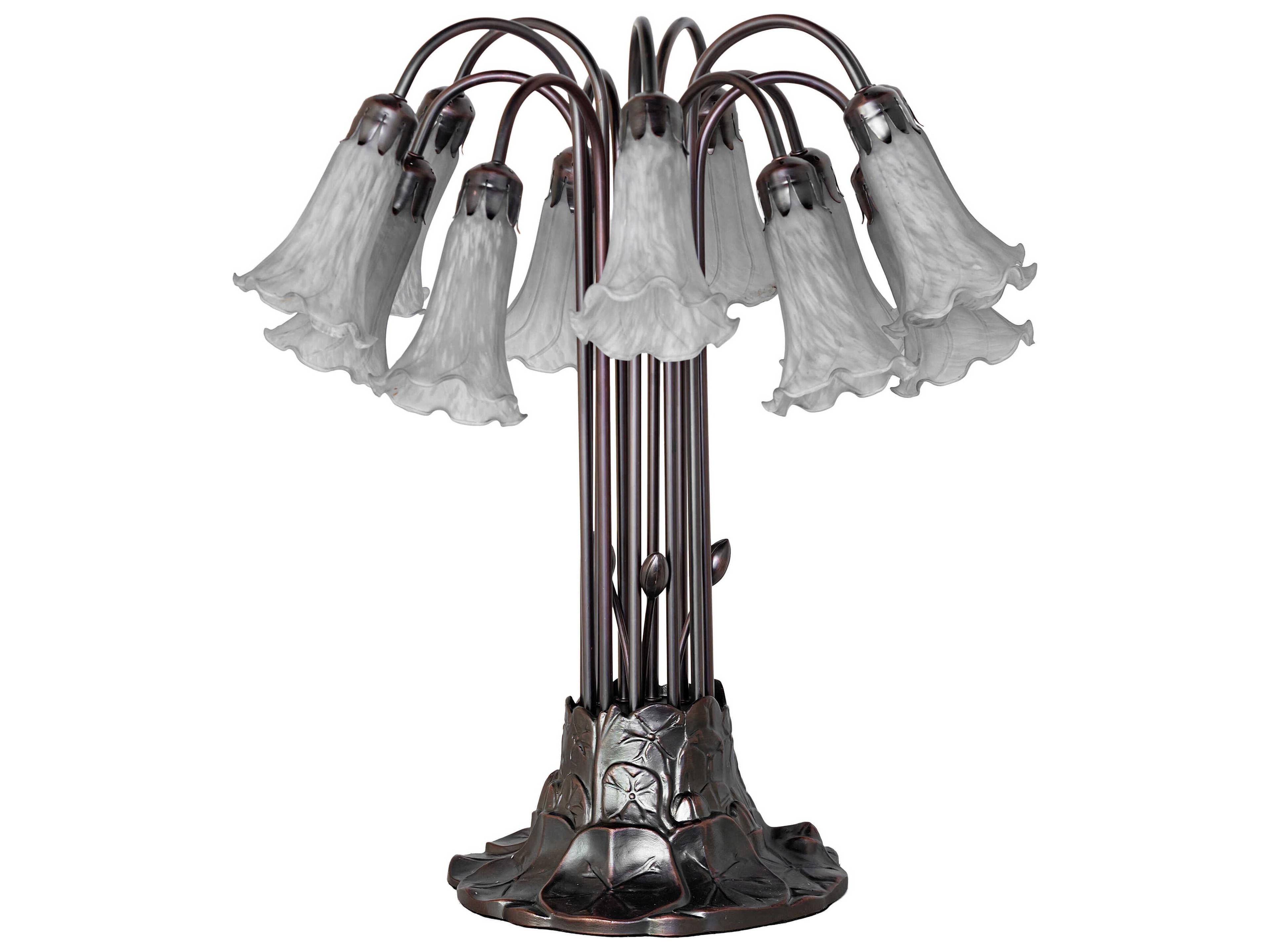 Meyda Tiffany Pond Lily Gray Glass Table Lamp