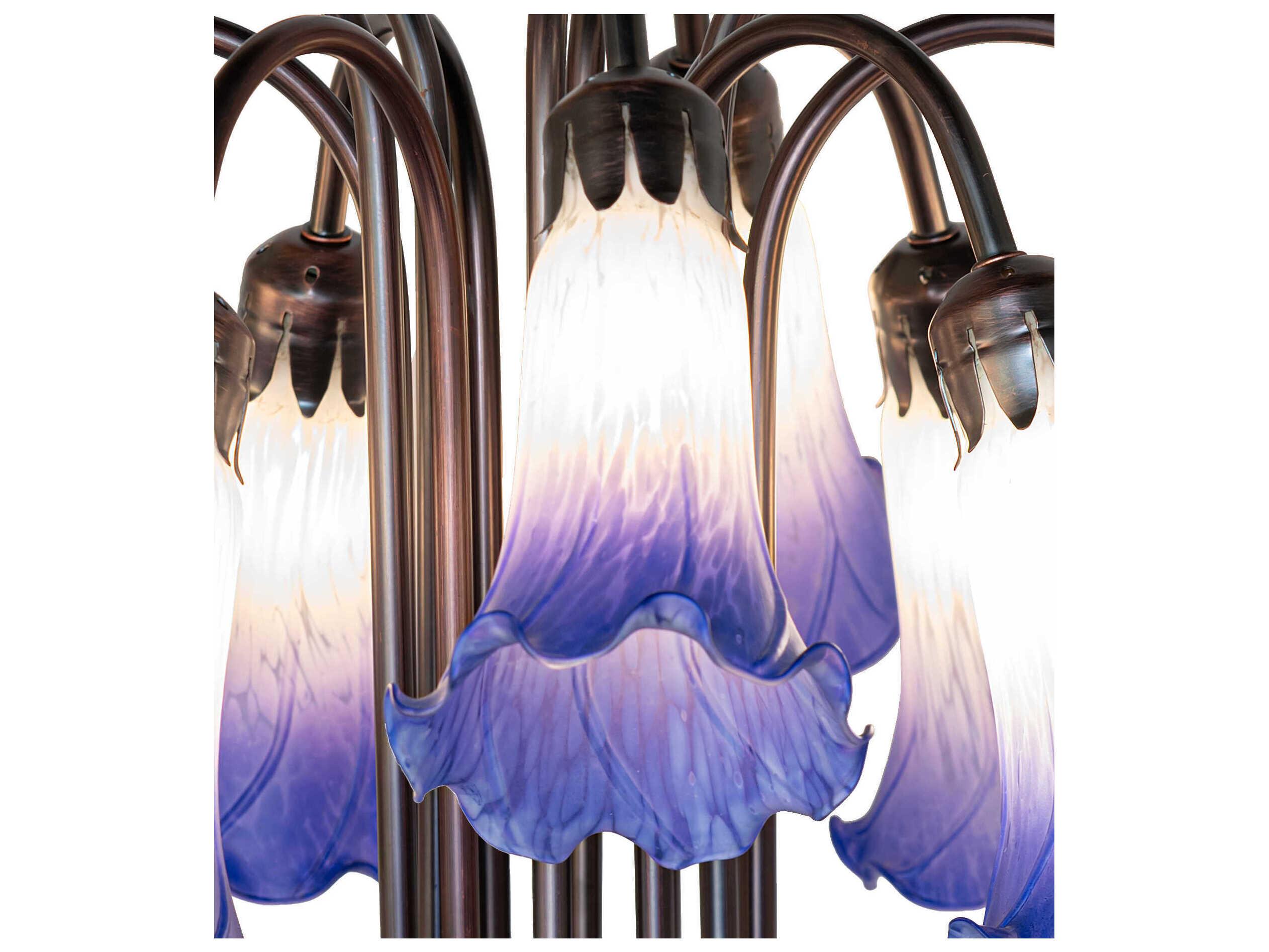 Meyda Tiffany Pond Lily Blue / White Glass Table Lamp