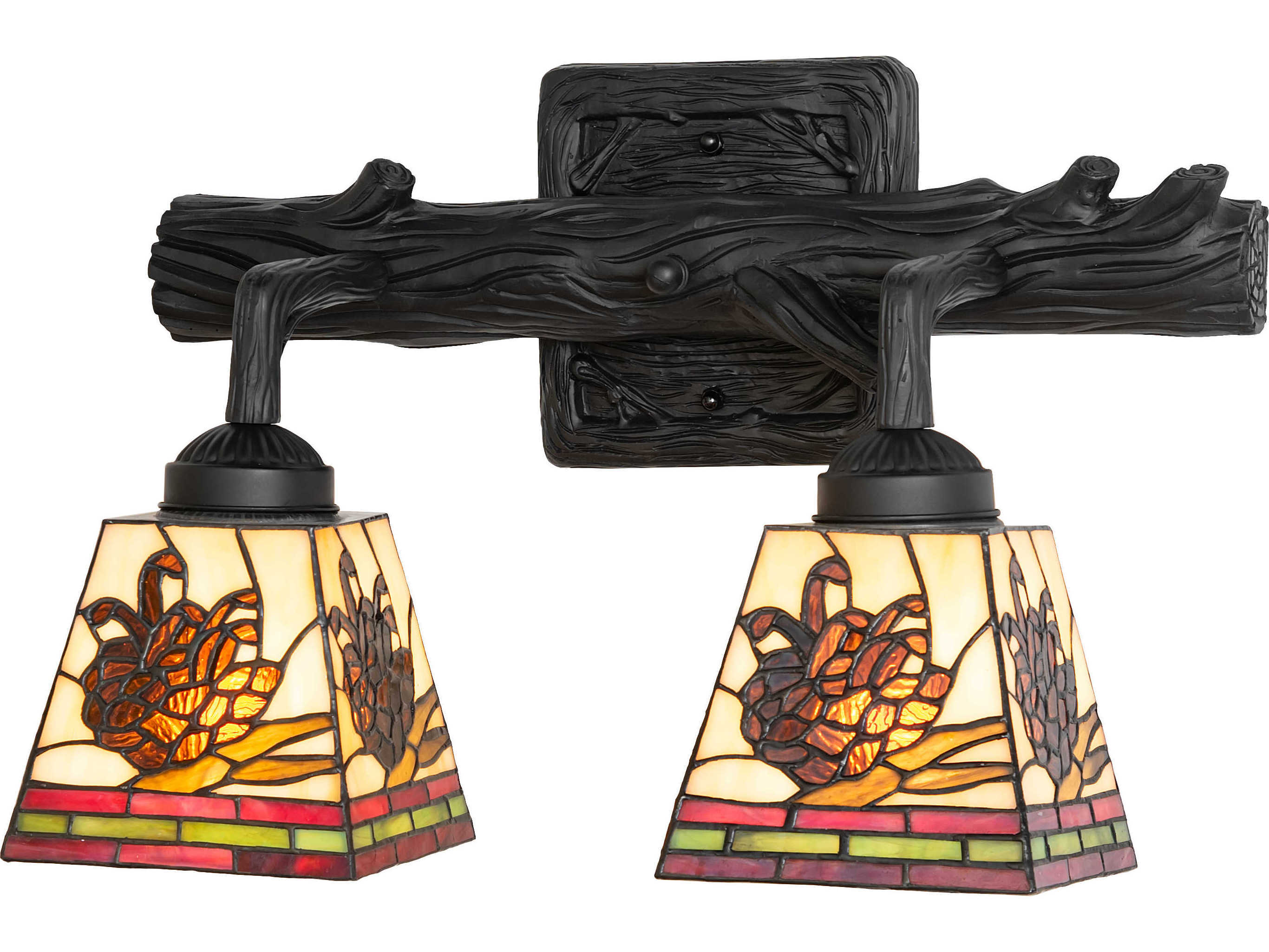 Meyda Pinecone 2-Light Solar Black Vanity Light