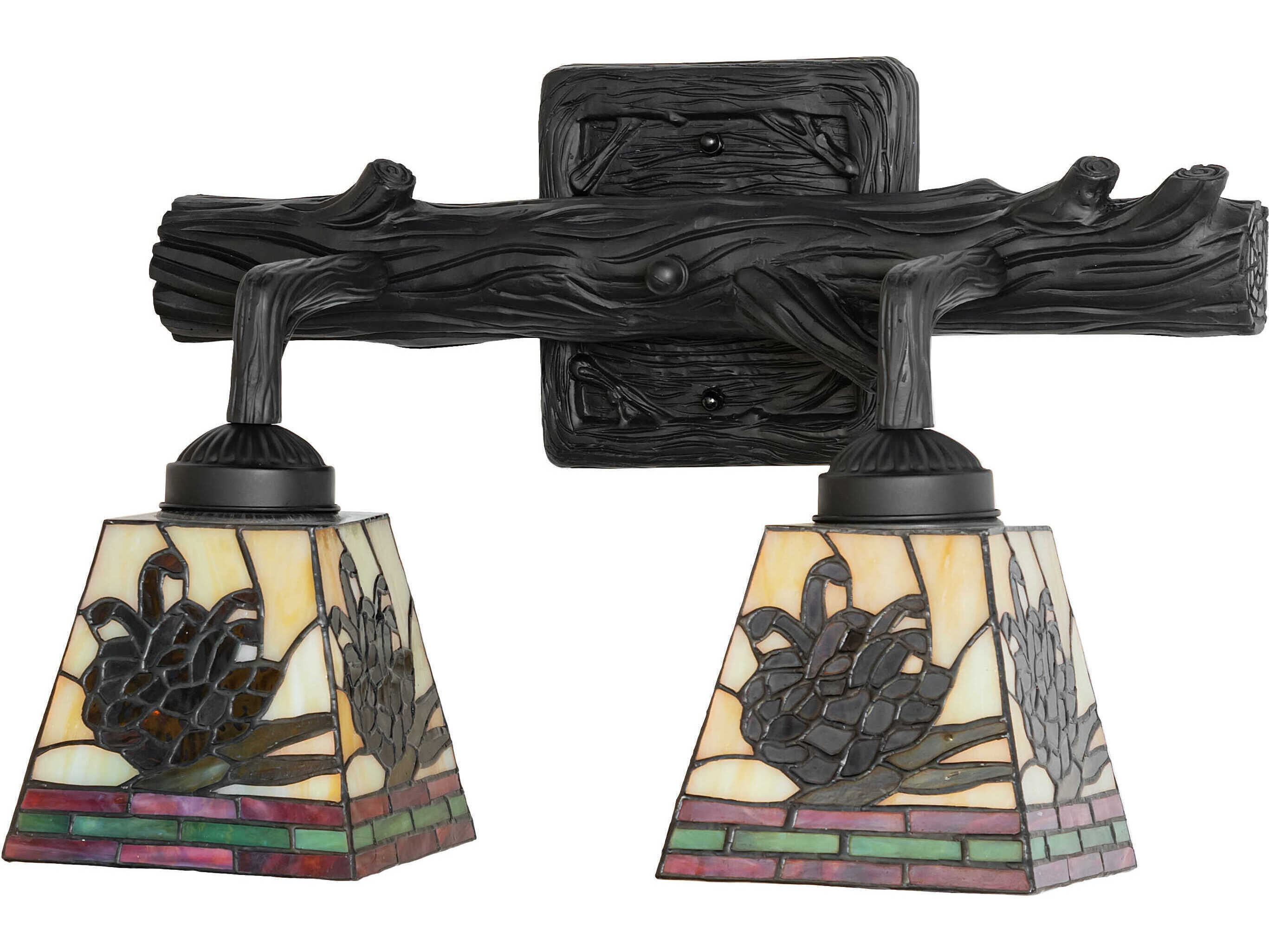 Meyda Pinecone 2-Light Solar Black Vanity Light
