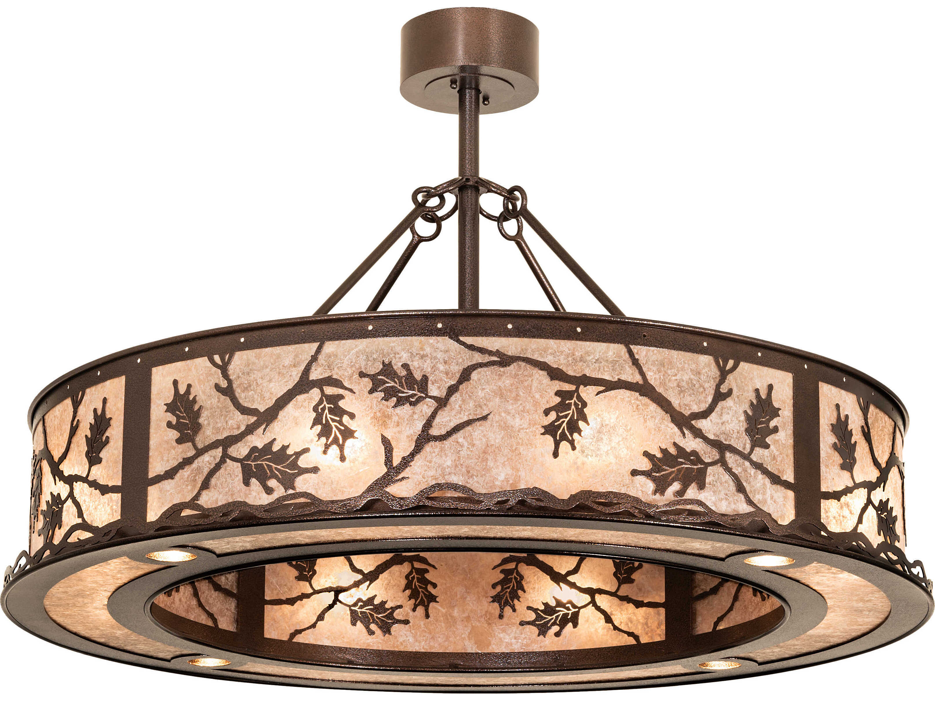 Meyda Oak Leaf 12-Light Copper Vein Round Pendant