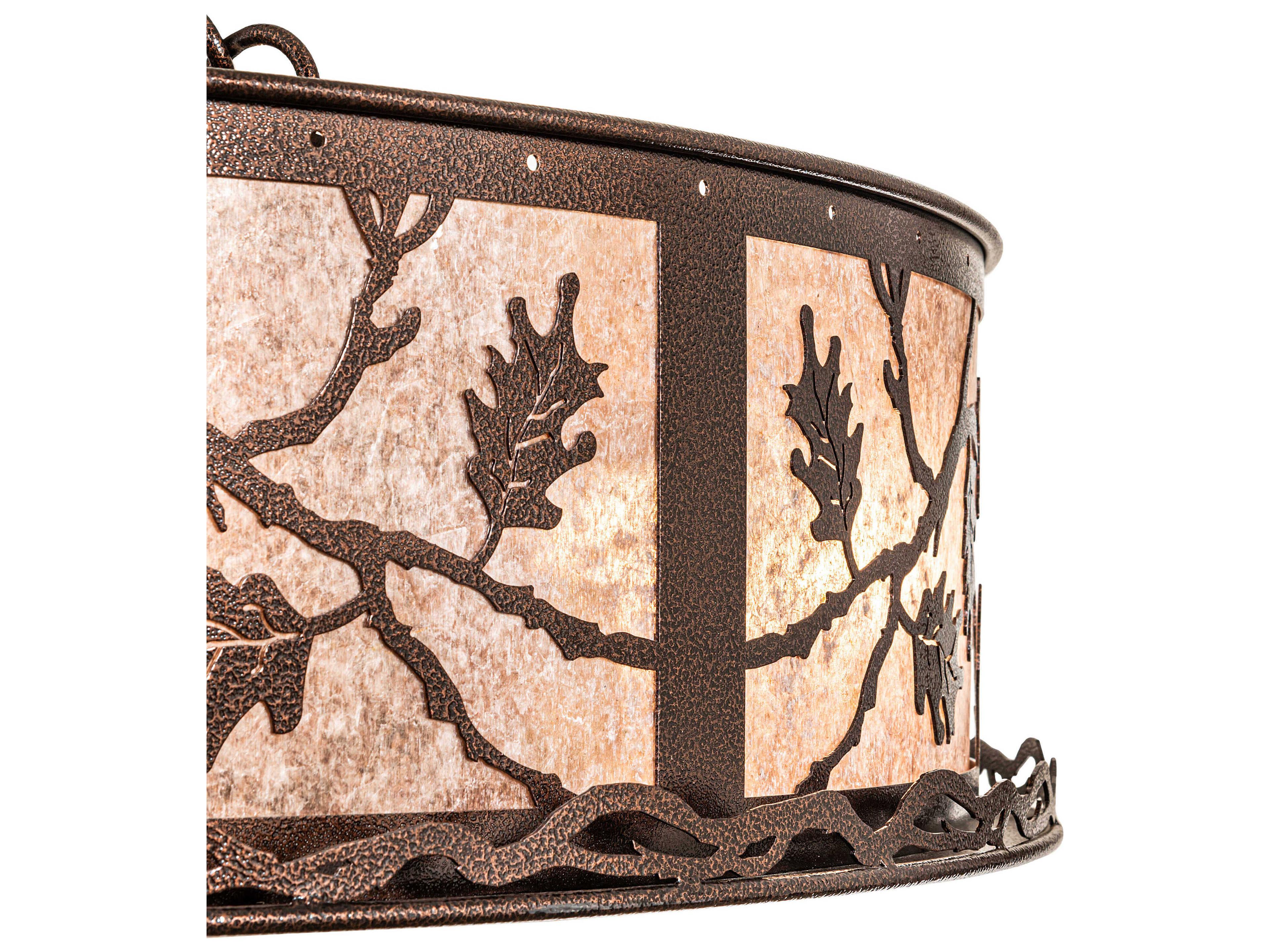 Meyda Oak Leaf 12-Light Copper Vein Round Pendant