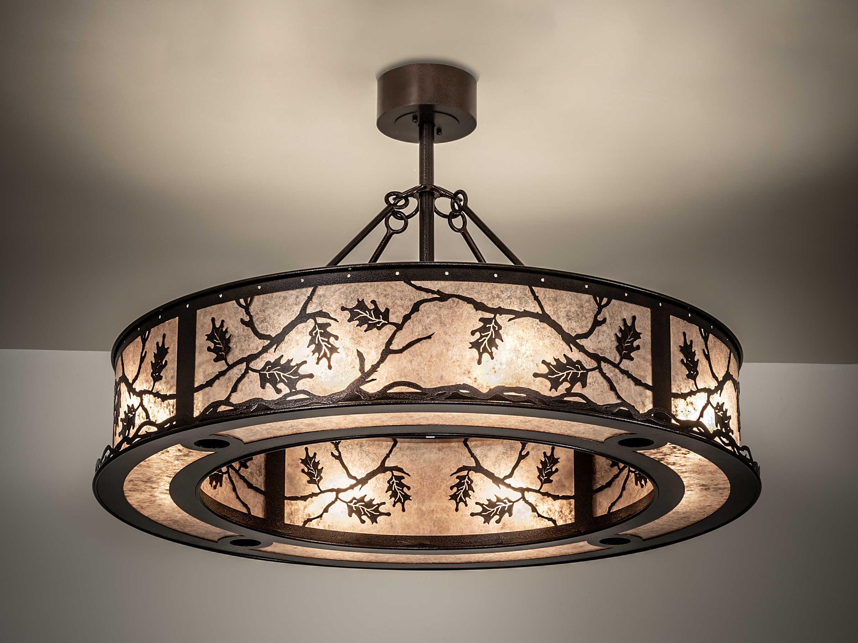 Meyda Oak Leaf 12-Light Copper Vein Round Pendant