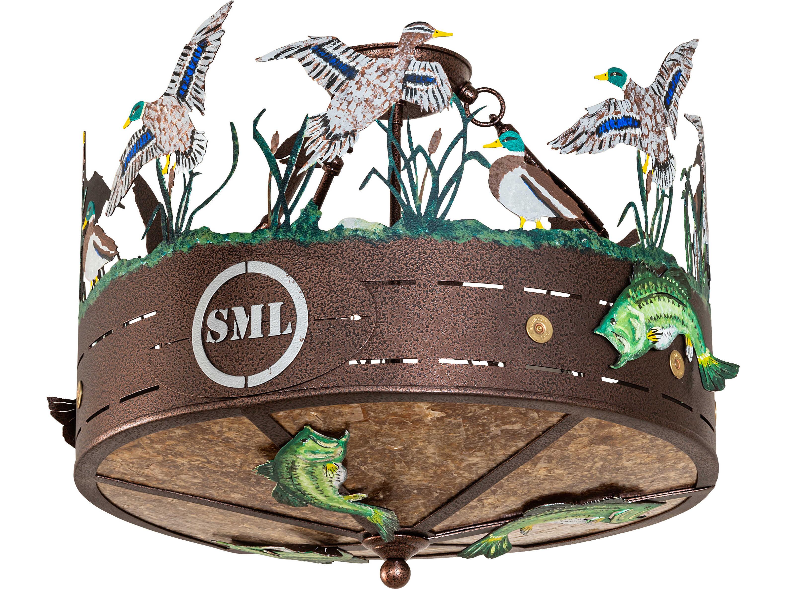 Meyda Personalized 3-Light Amber Mica Copper Semi Flush Mount