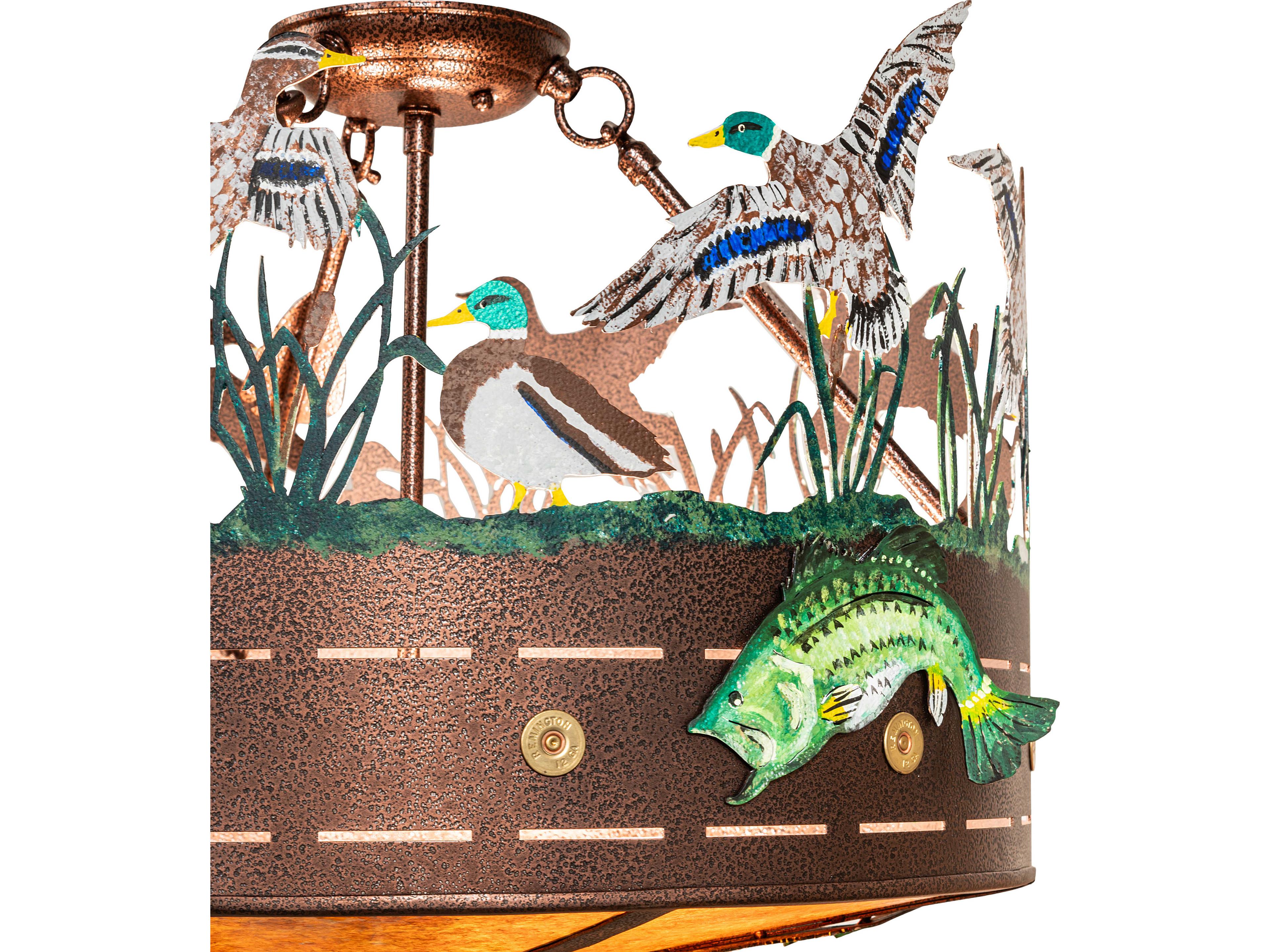 Meyda Personalized 3-Light Amber Mica Copper Semi Flush Mount