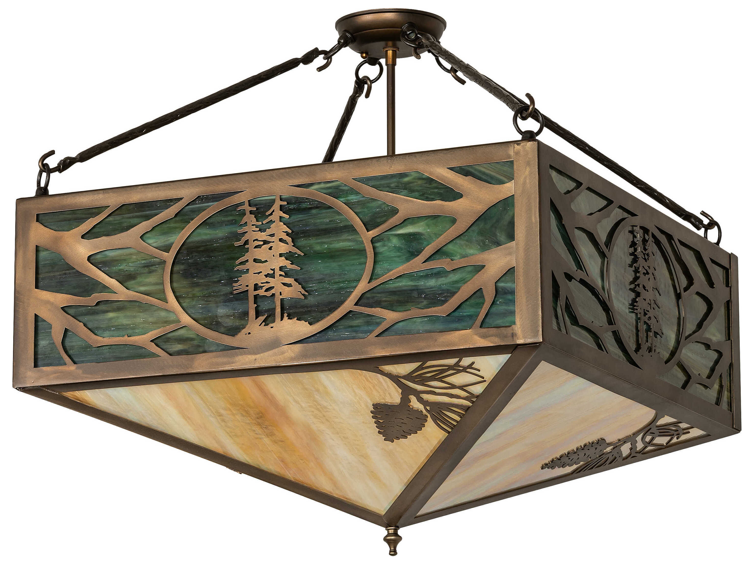 Meyda Balsam Pine 4-Light Antique Copper Semi Flush Mount