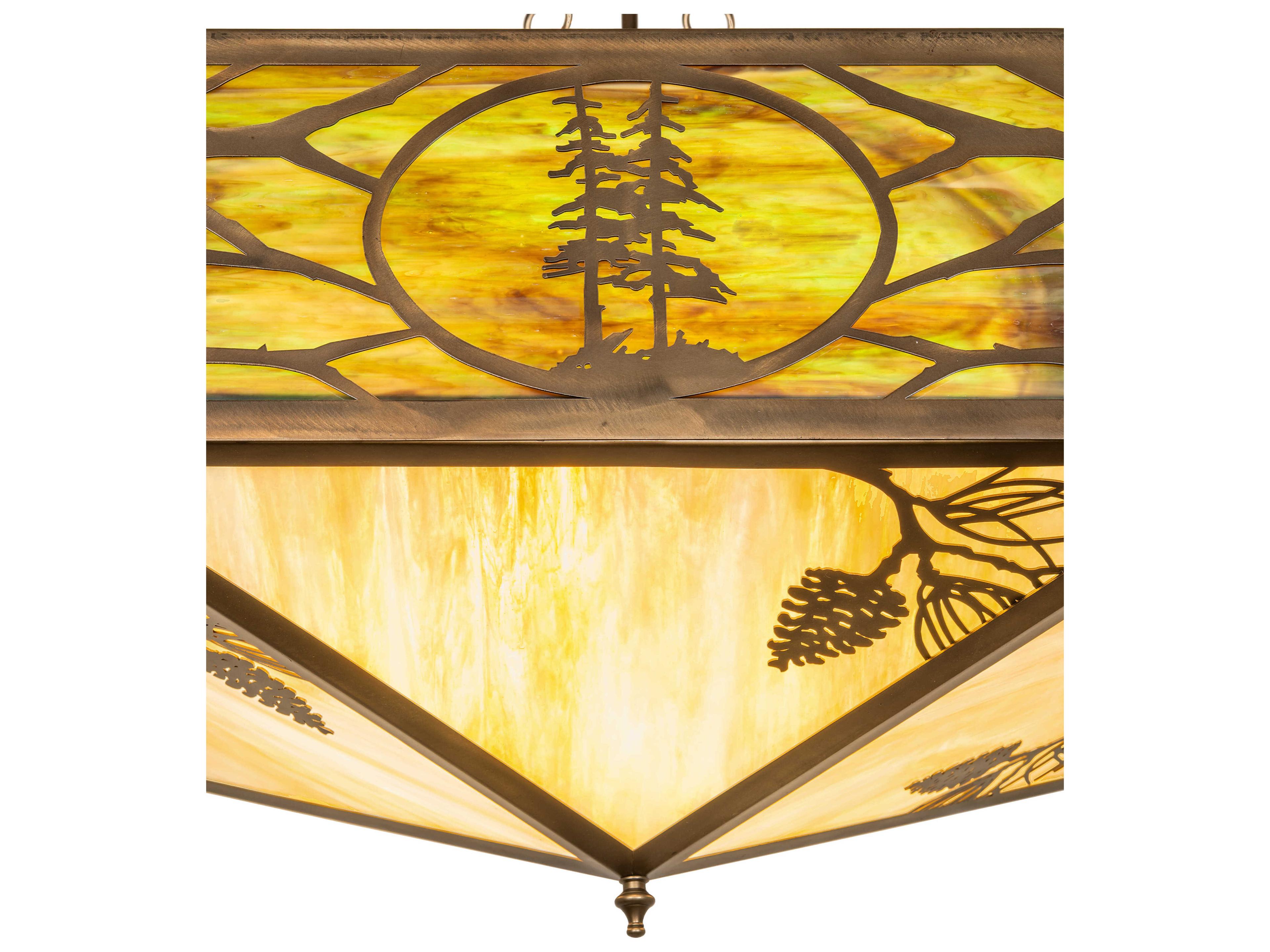 Meyda Balsam Pine 4-Light Antique Copper Semi Flush Mount