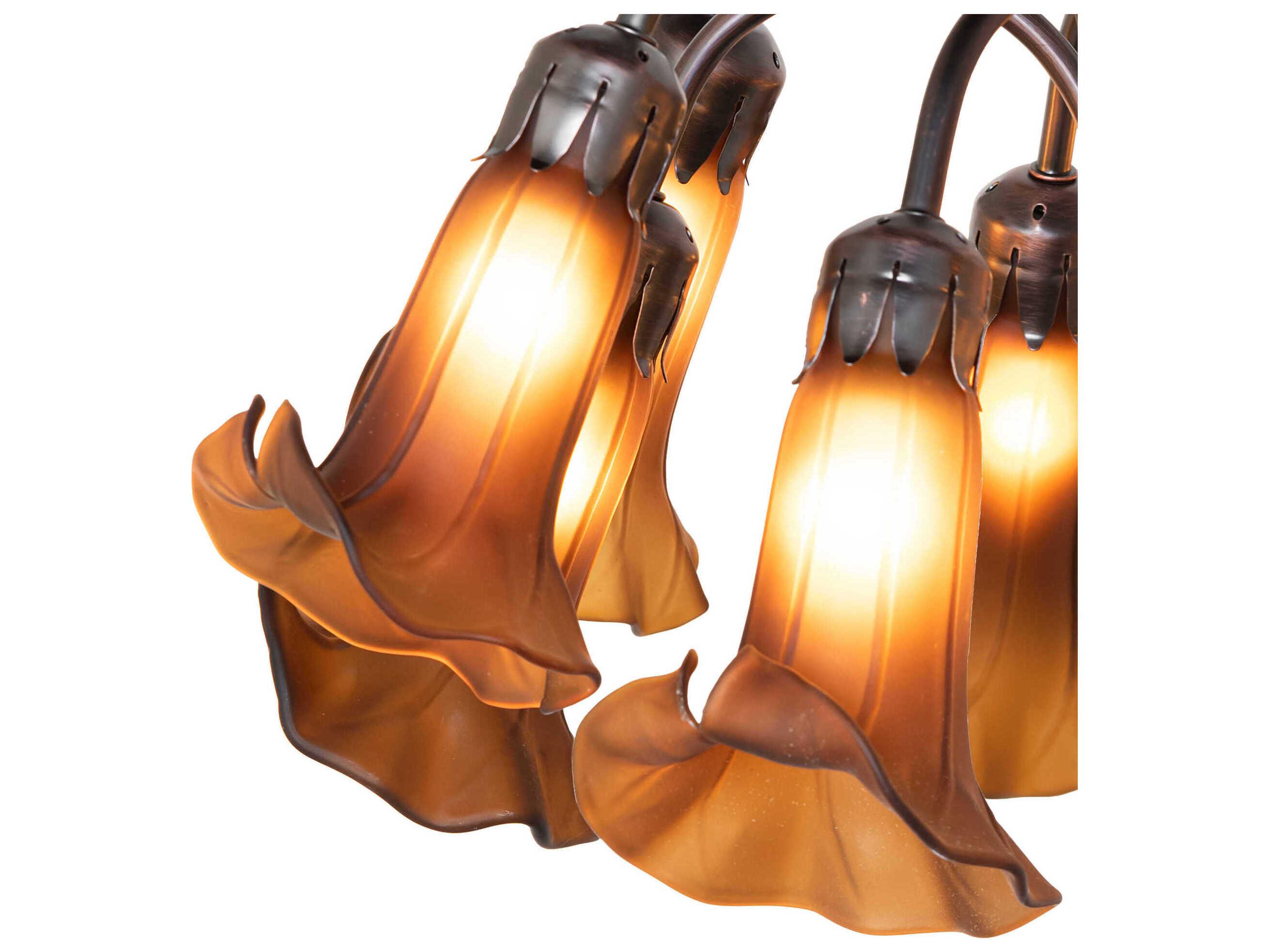 Meyda Tiffany Pond Lily Dark Amber Glass Table Lamp