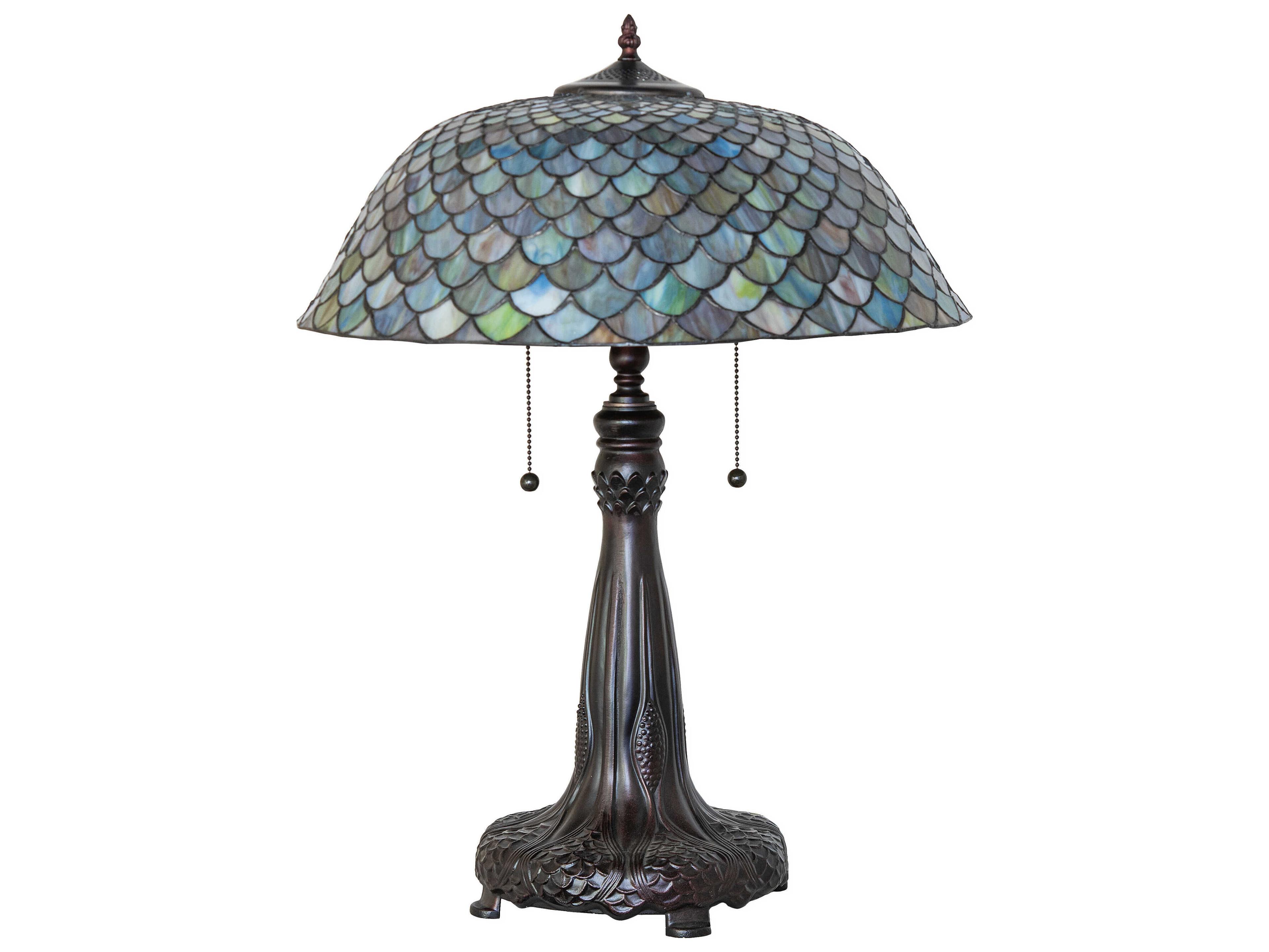 Meyda Tiffany Fishscale Stained Glass Table Lamp