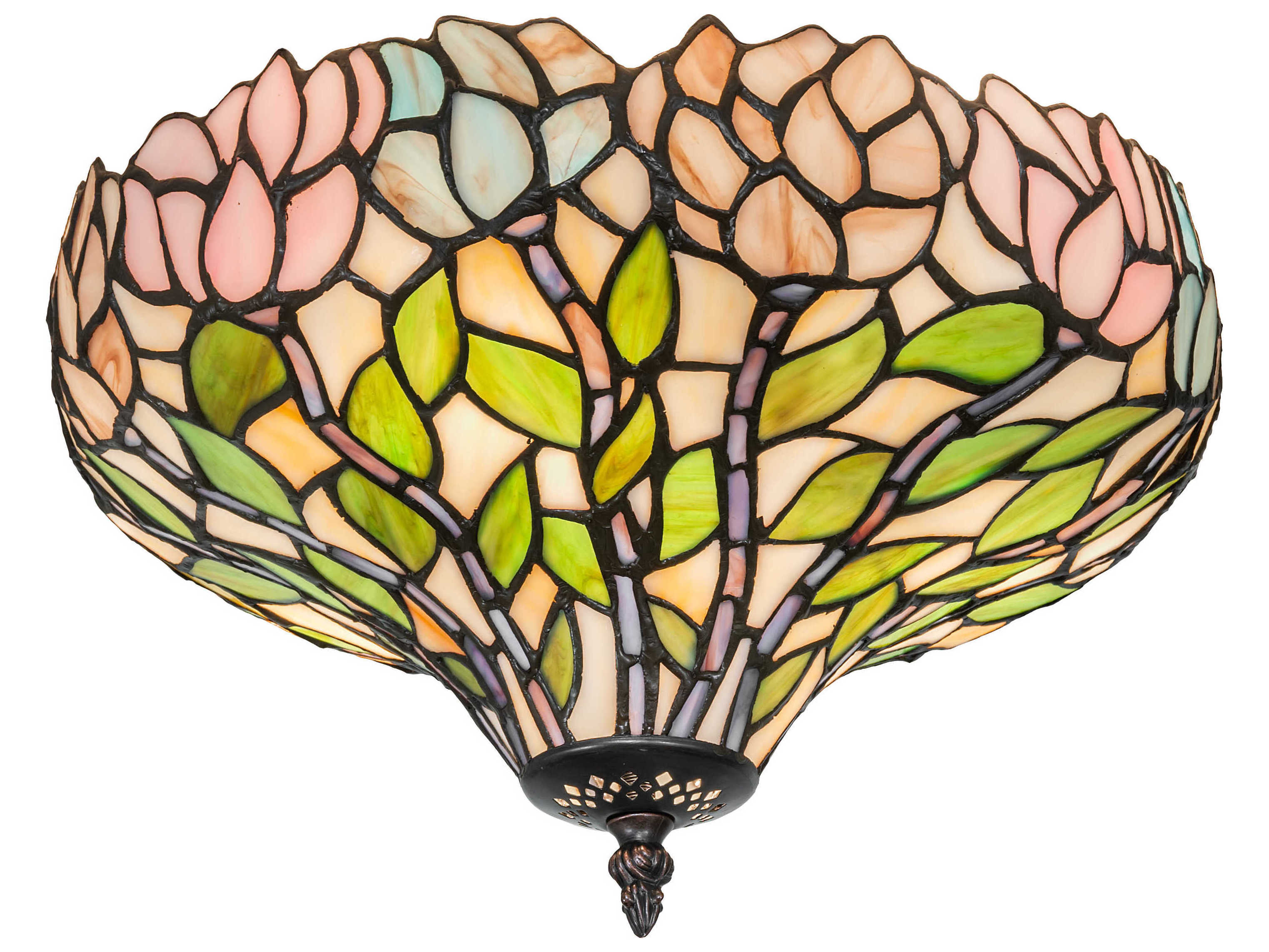 Meyda Wisteria 3-Light Mahogany Bronze Traditional Flush Mount