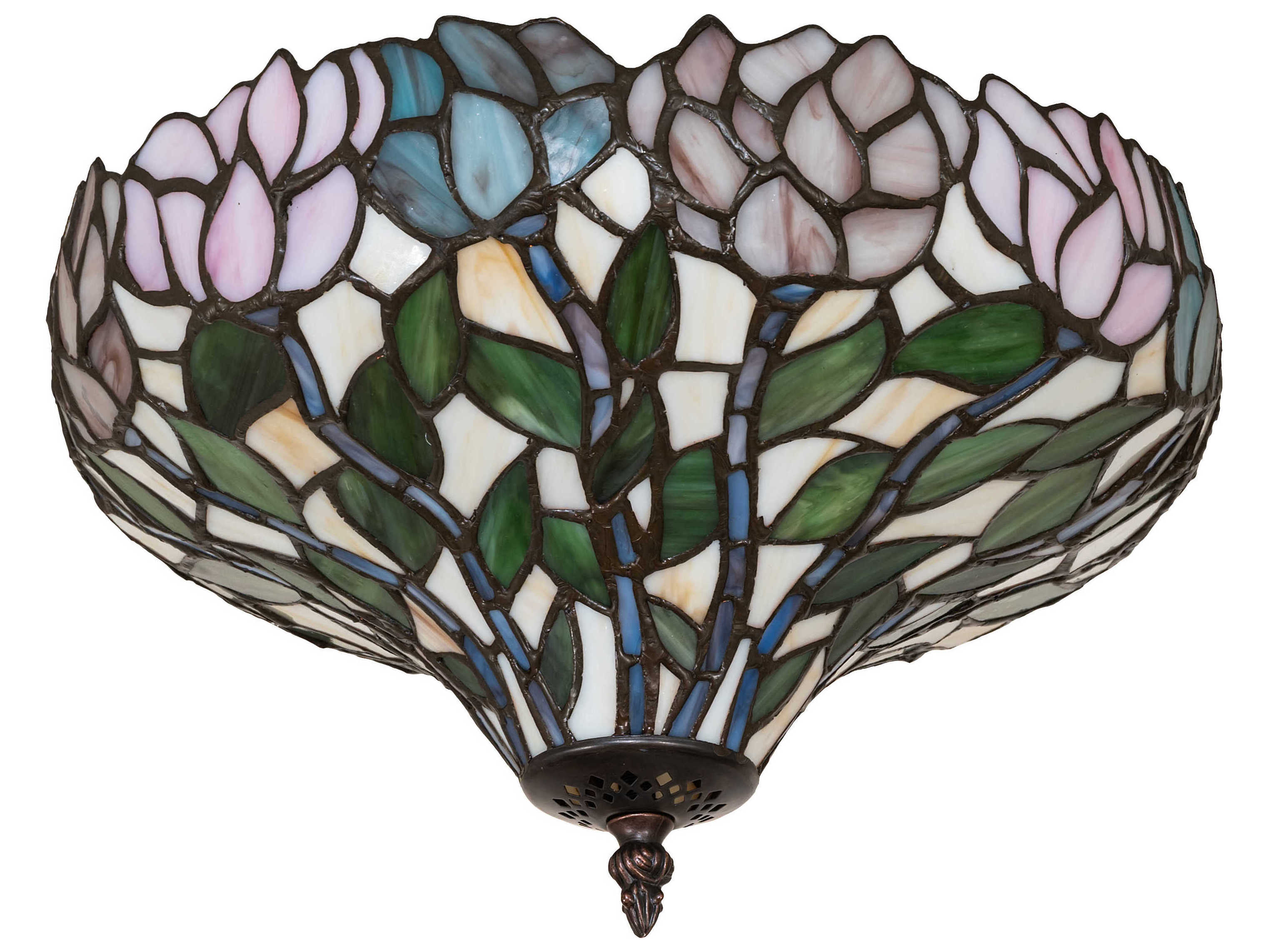Meyda Wisteria 3-Light Mahogany Bronze Traditional Flush Mount