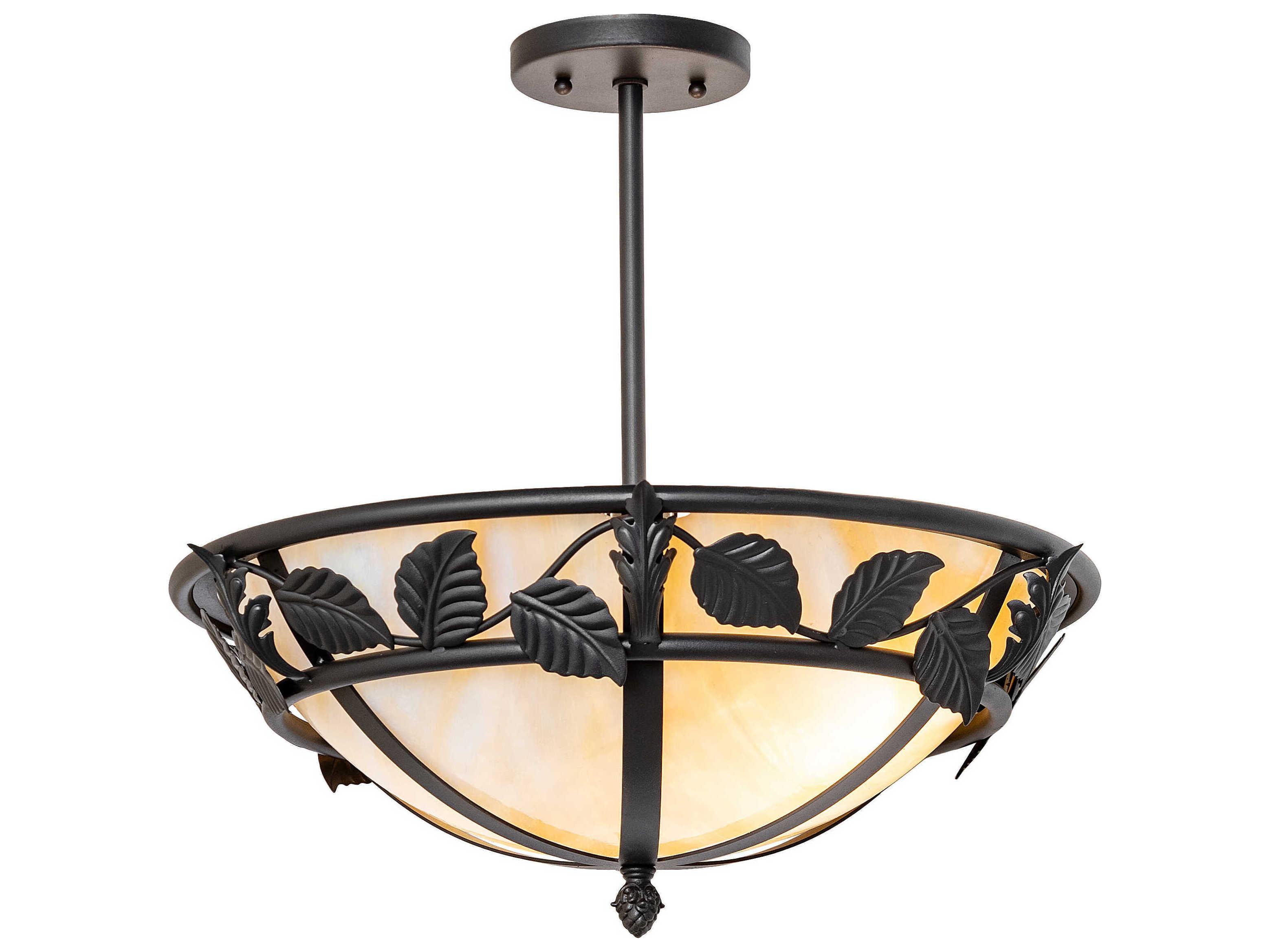 Meyda Estelle 2-Light Wrought Iron Black Bowl Semi Flush Mount
