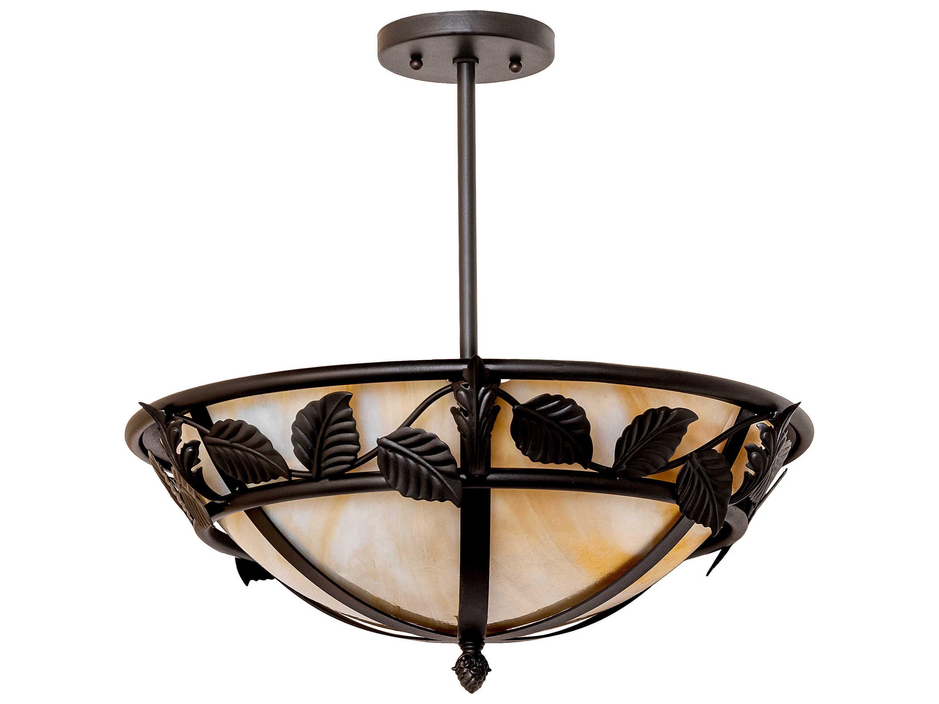 Meyda Estelle 2-Light Wrought Iron Black Bowl Semi Flush Mount