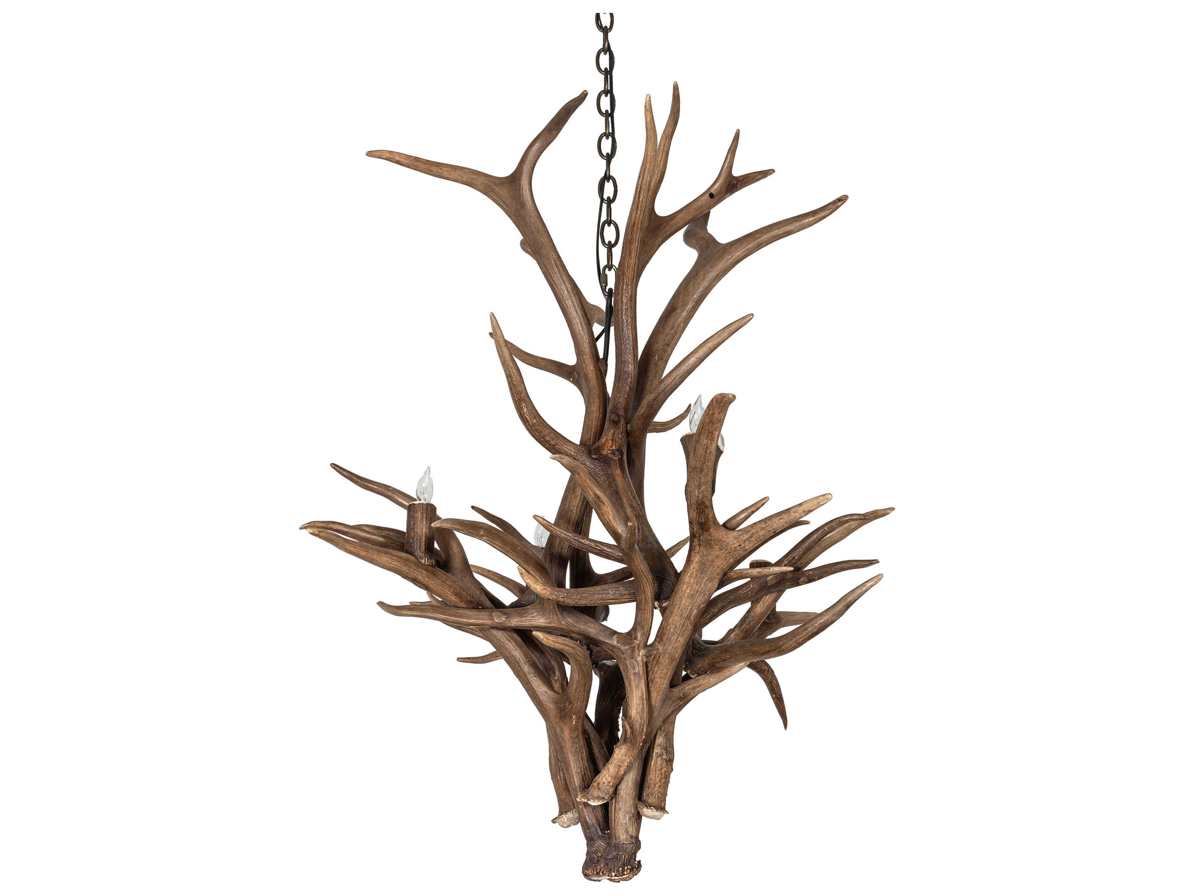 Meyda Antlers Elk & Mule Deer 4-Light Natural Antler Chandelier