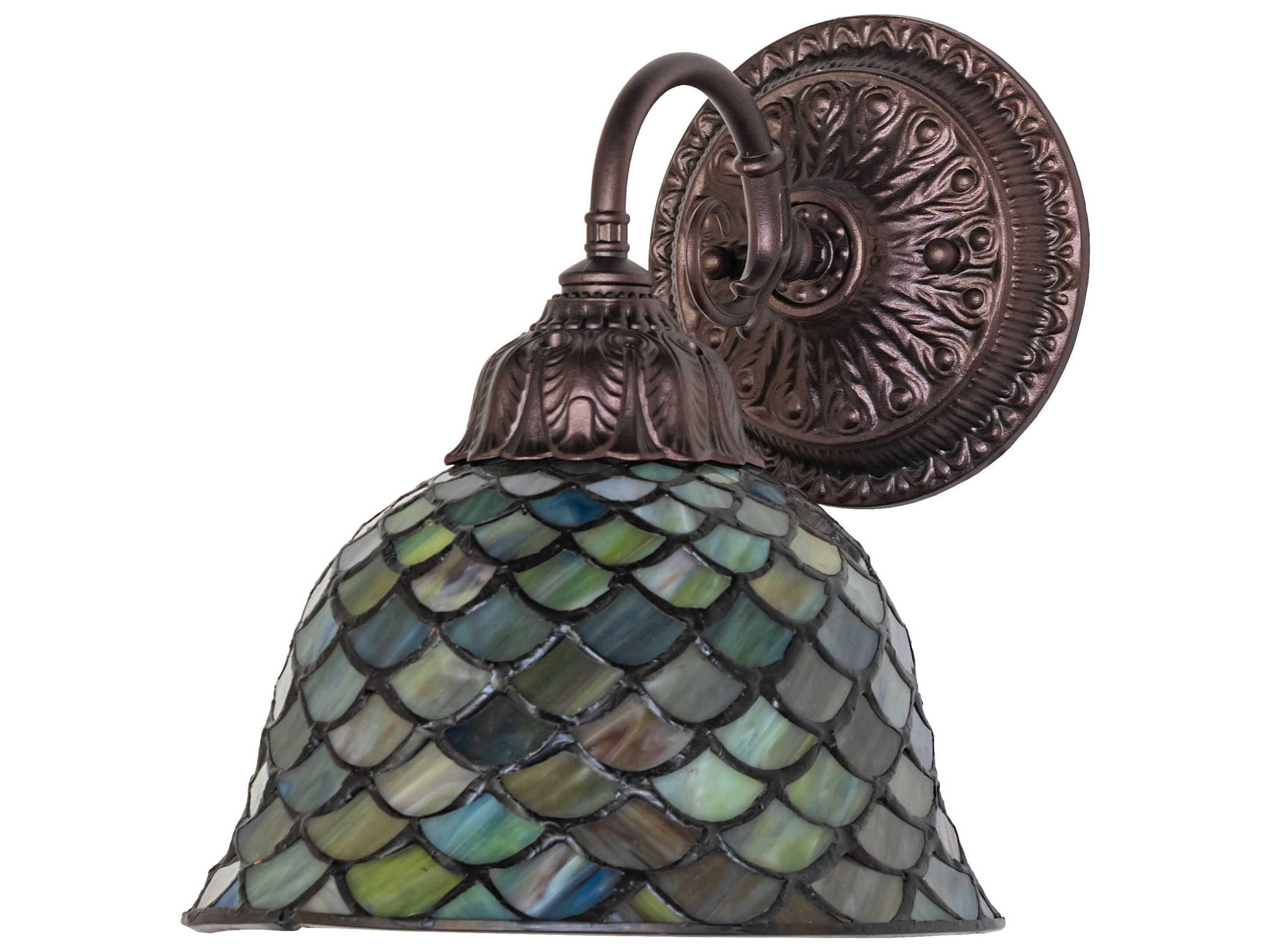 Meyda Tiffany Fishscale 1-Light Stained Glass Wall Sconce