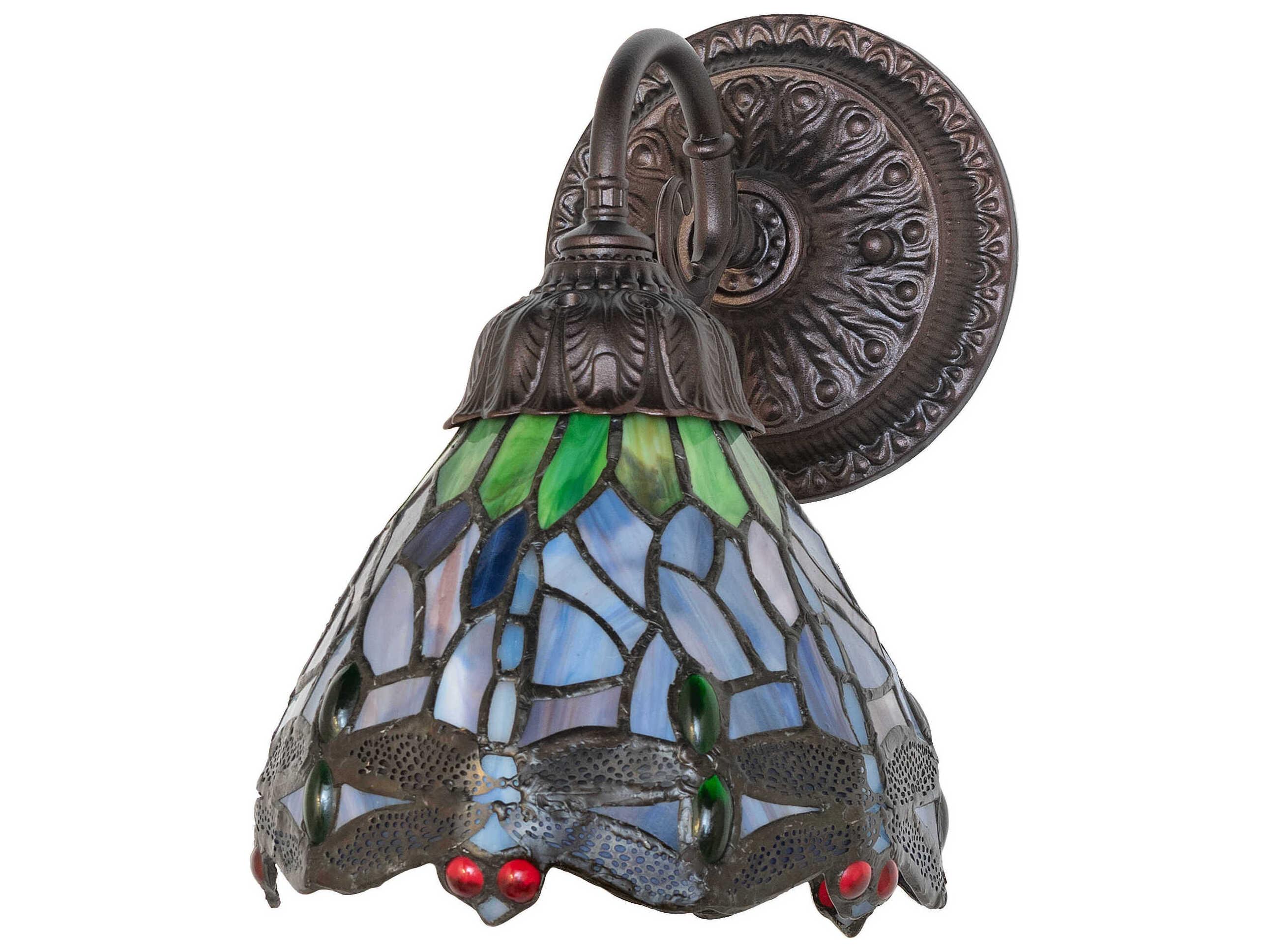 Meyda Tiffany Hanginghead Dragonfly 1-Light Mahogany Bronze Traditional Wall Sconce