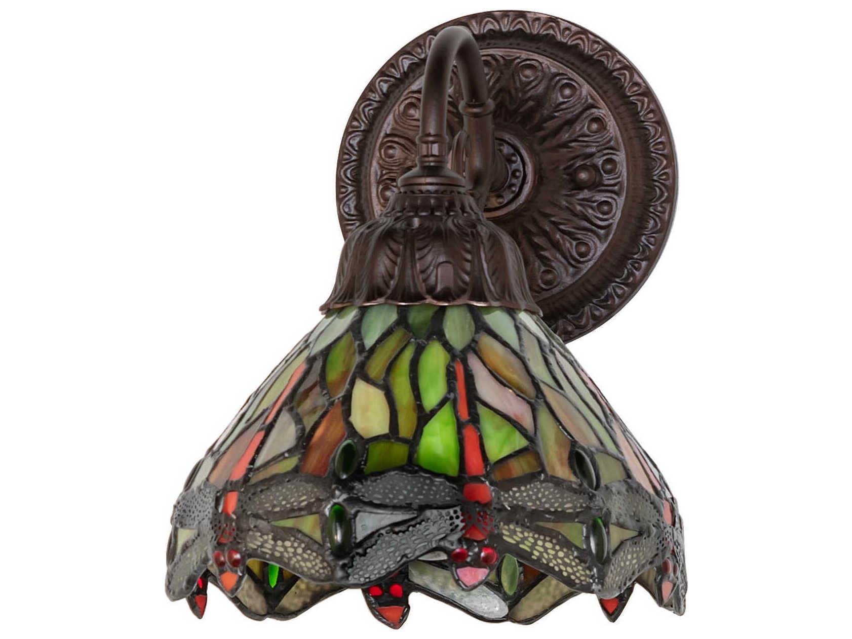 Meyda Tiffany Hanginghead Dragonfly 1-Light Mahogany Bronze Traditional Wall Sconce