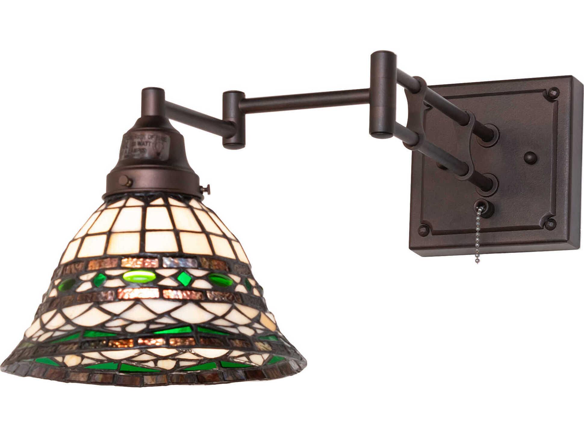 Meyda Tiffany Roman 1-Light Mahogany Bronze Traditional Swing Wall Sconce