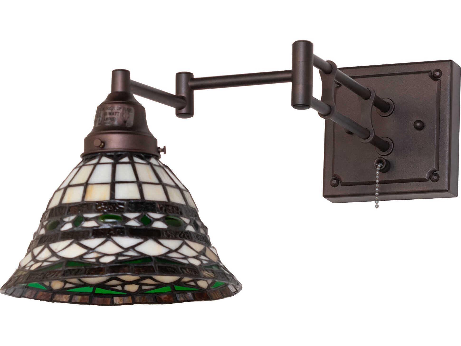 Meyda Tiffany Roman 1-Light Mahogany Bronze Traditional Swing Wall Sconce