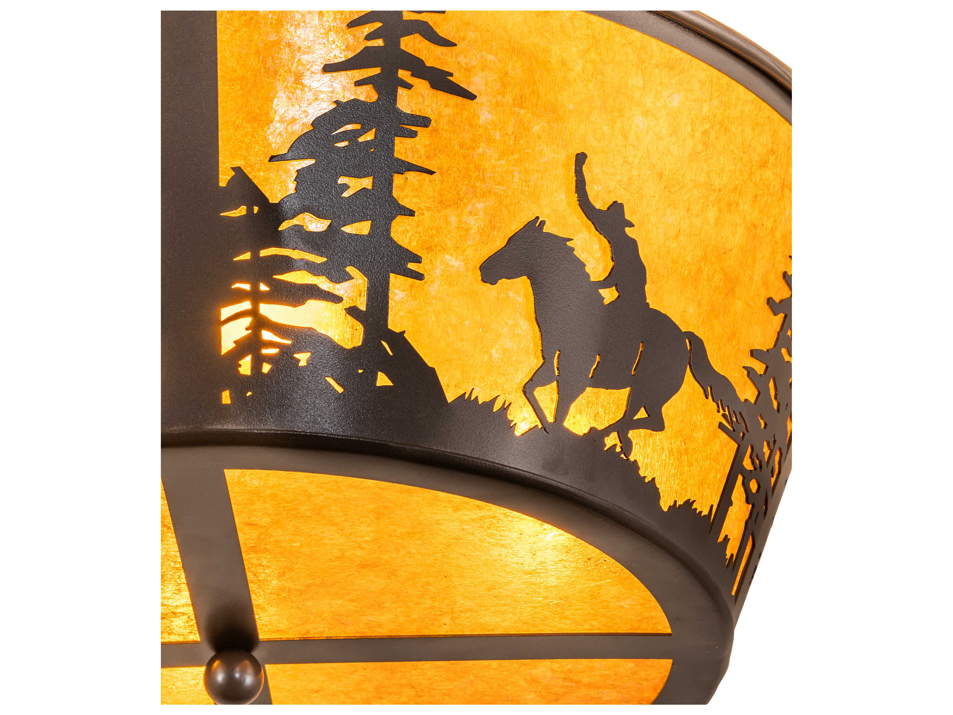 Meyda Cowboy And Steer 4-Light Bronze Flush Mount