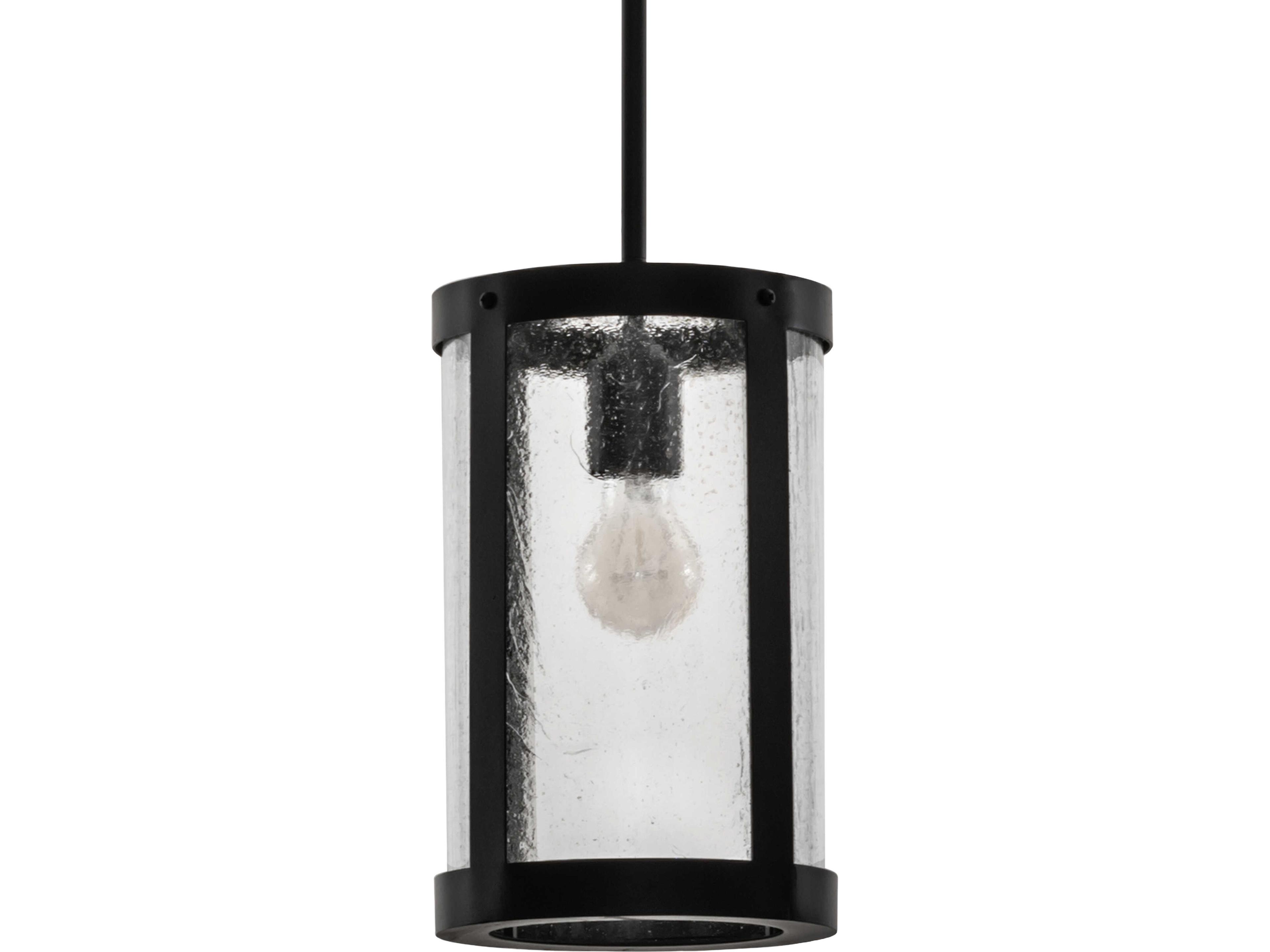 Meyda Villa 1-Light Clear Seeded Glass Black Mini Pendant