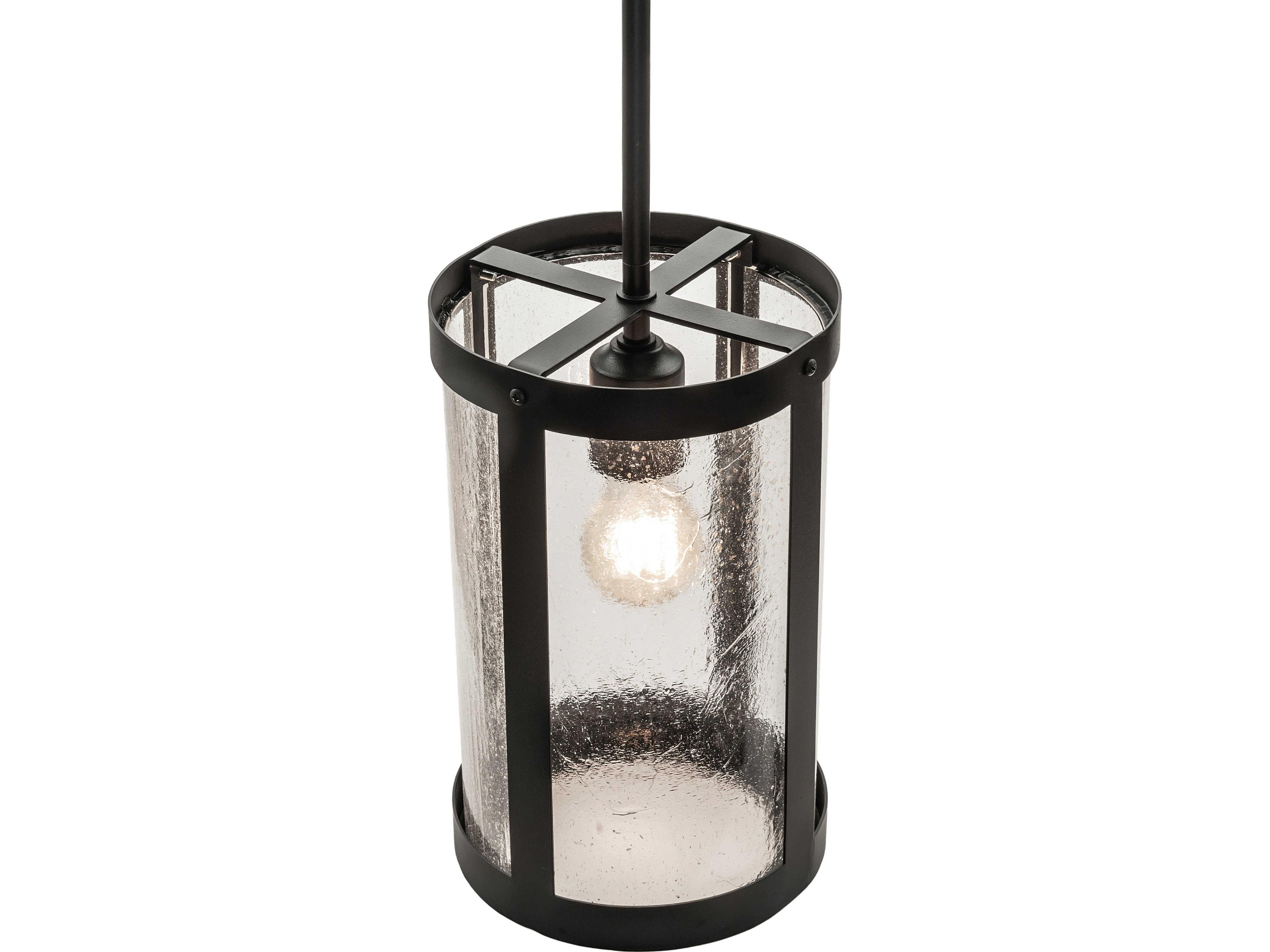 Meyda Villa 1-Light Clear Seeded Glass Black Mini Pendant