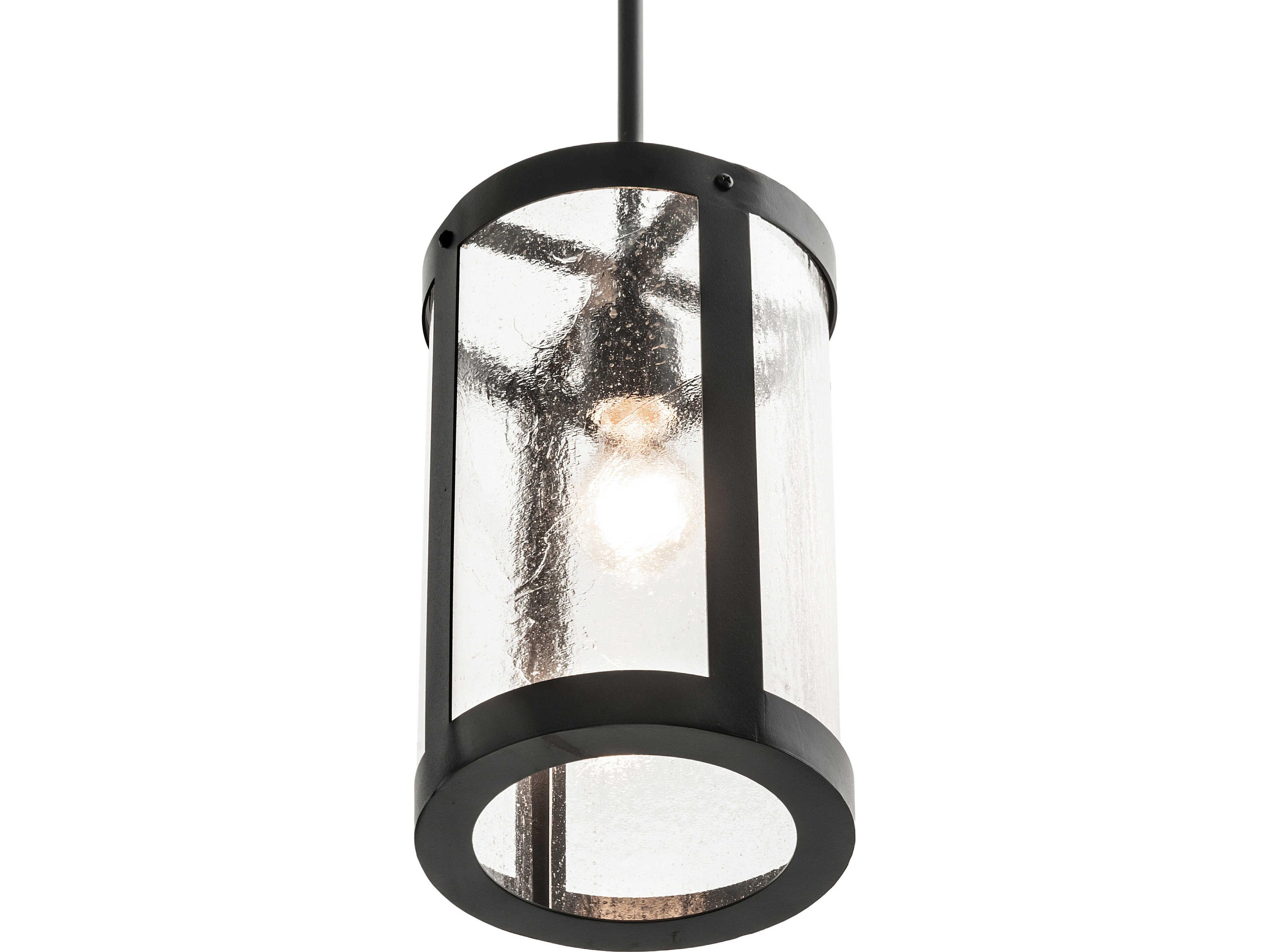 Meyda Villa 1-Light Clear Seeded Glass Black Mini Pendant