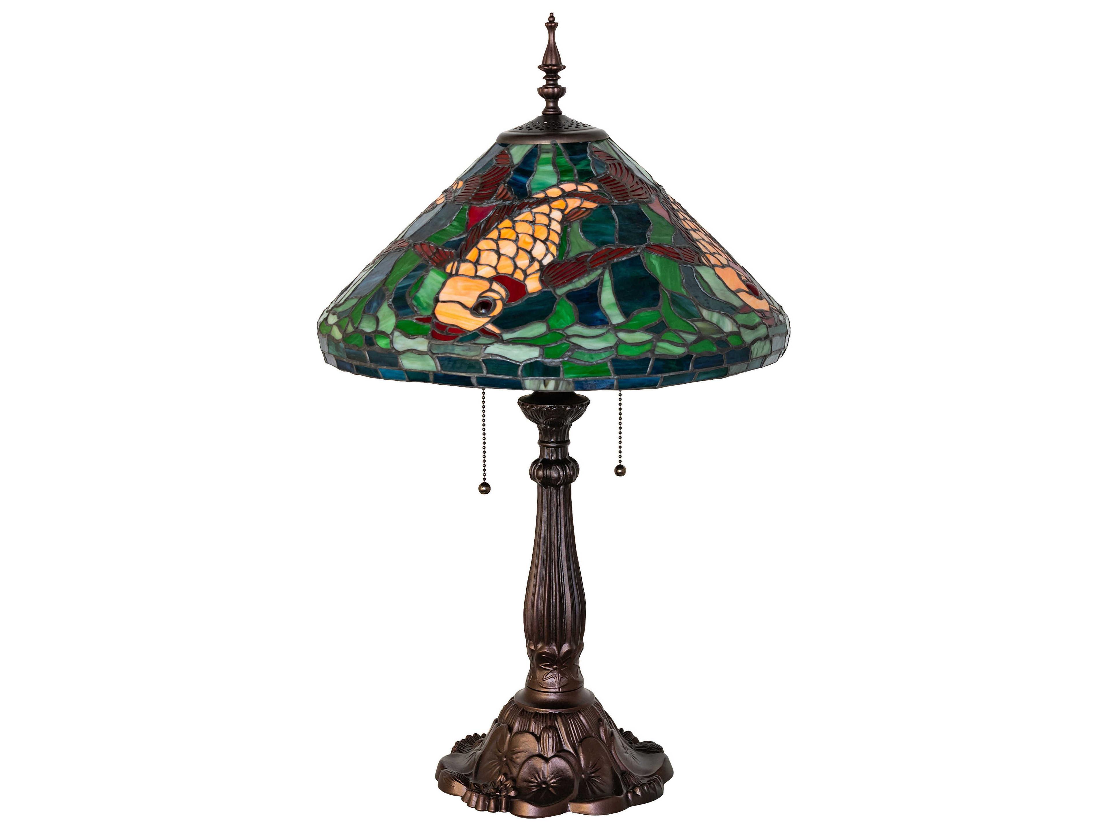Meyda Tiffany Koi Antique Brass Buffet Lamp