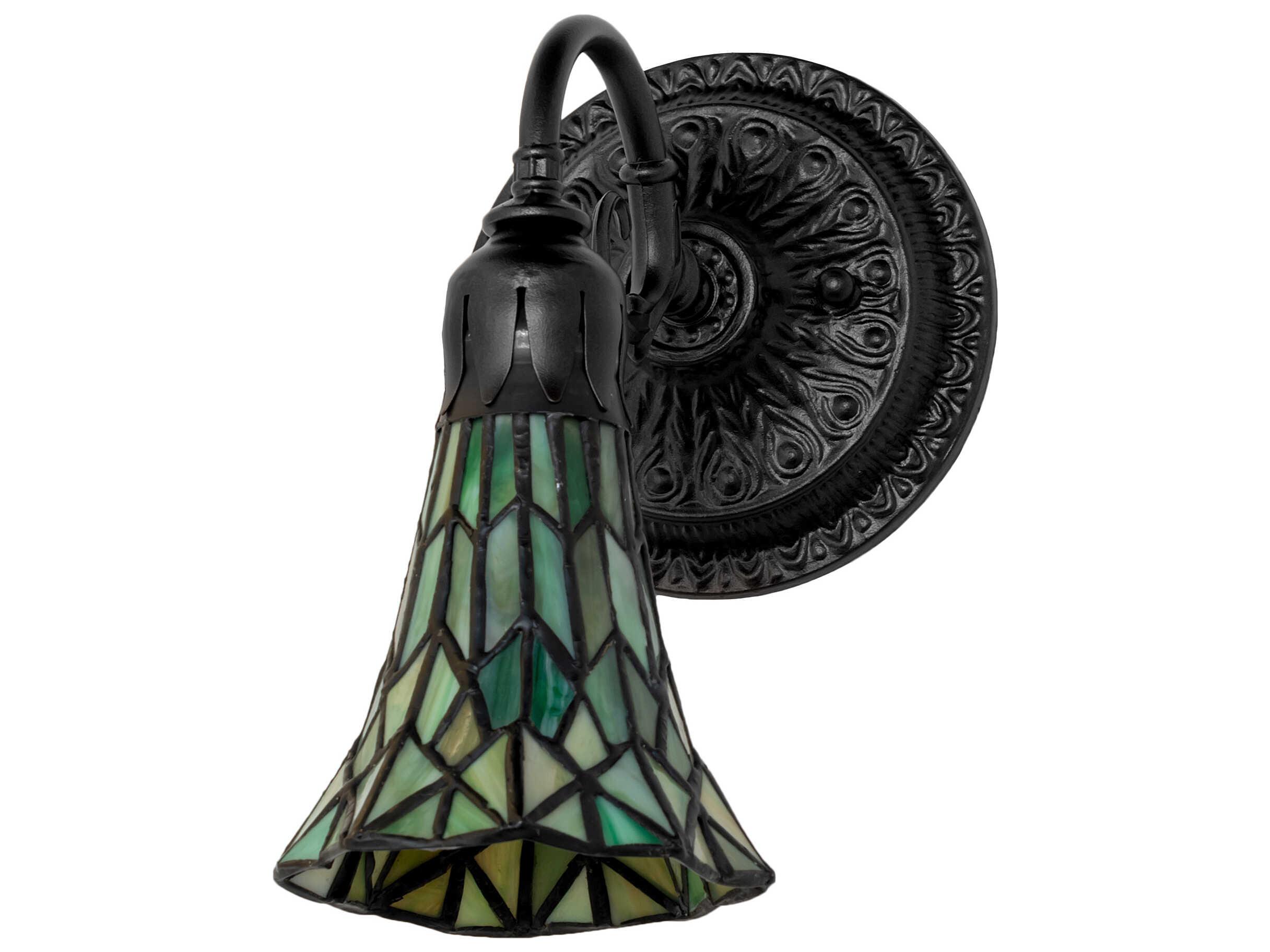 Meyda Stained Glass Pond Lily 1-Light Mahogany Bronze Traditional Wall Sconce